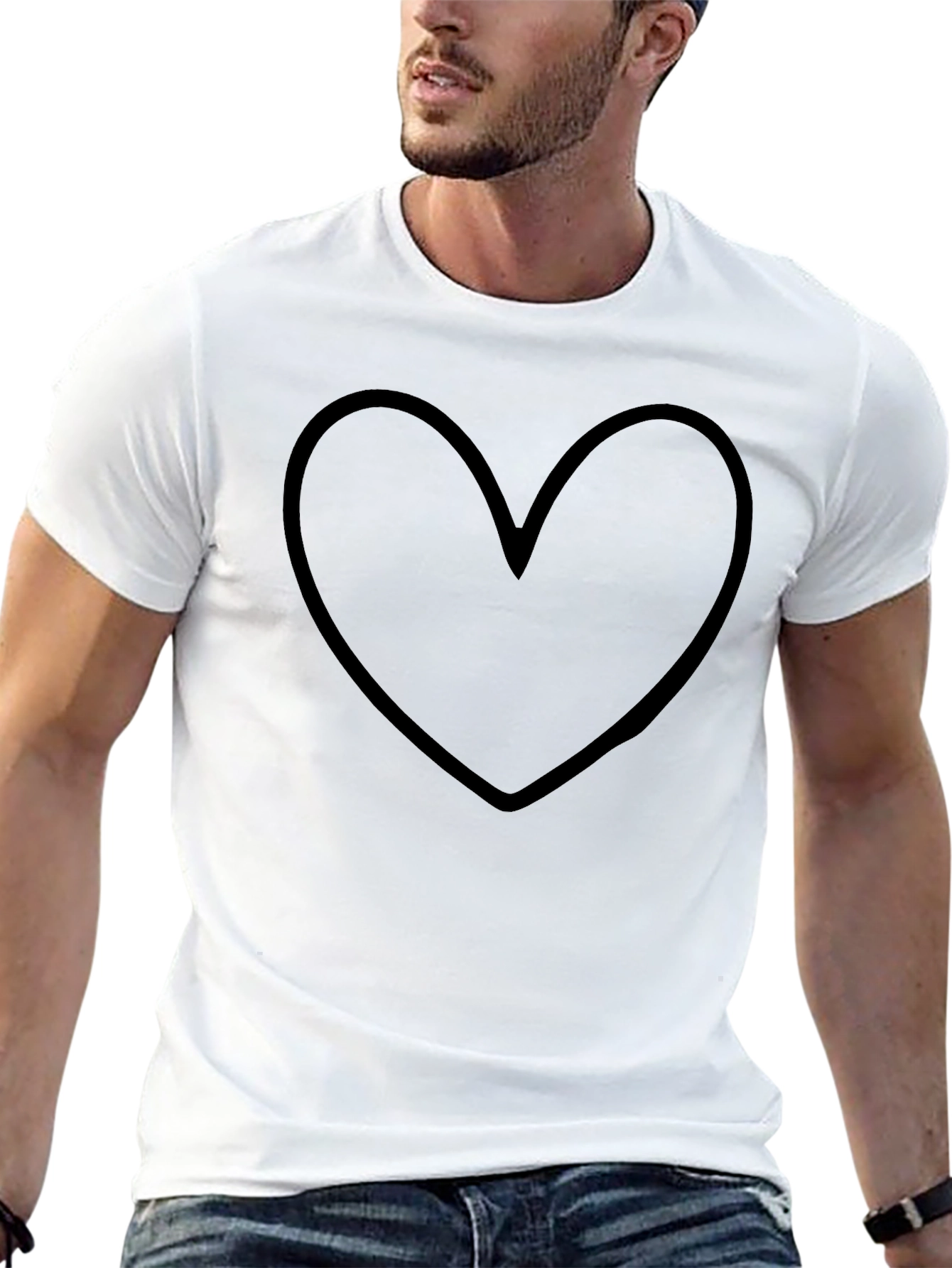 Heart Graphic Black Tee - Casual Style