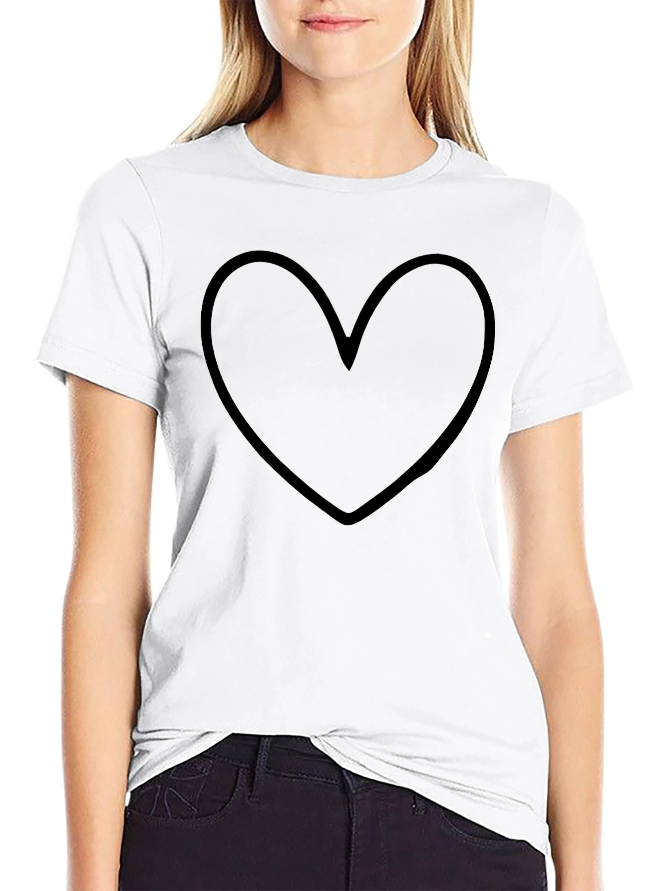 Heart Graphic Black Tee - Casual Style