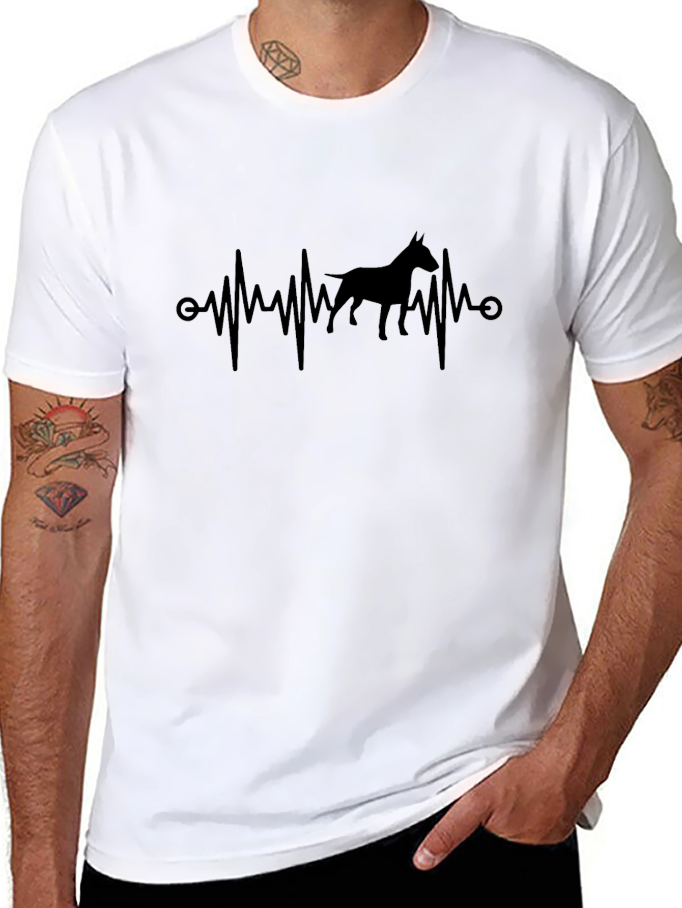 Dog Breed Heartbeat T-Shirt - Mens Black Tee
