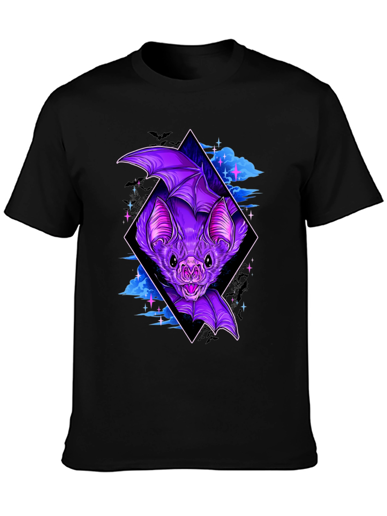 Bat Graphic Tee - Gothic Style Black T-Shirt