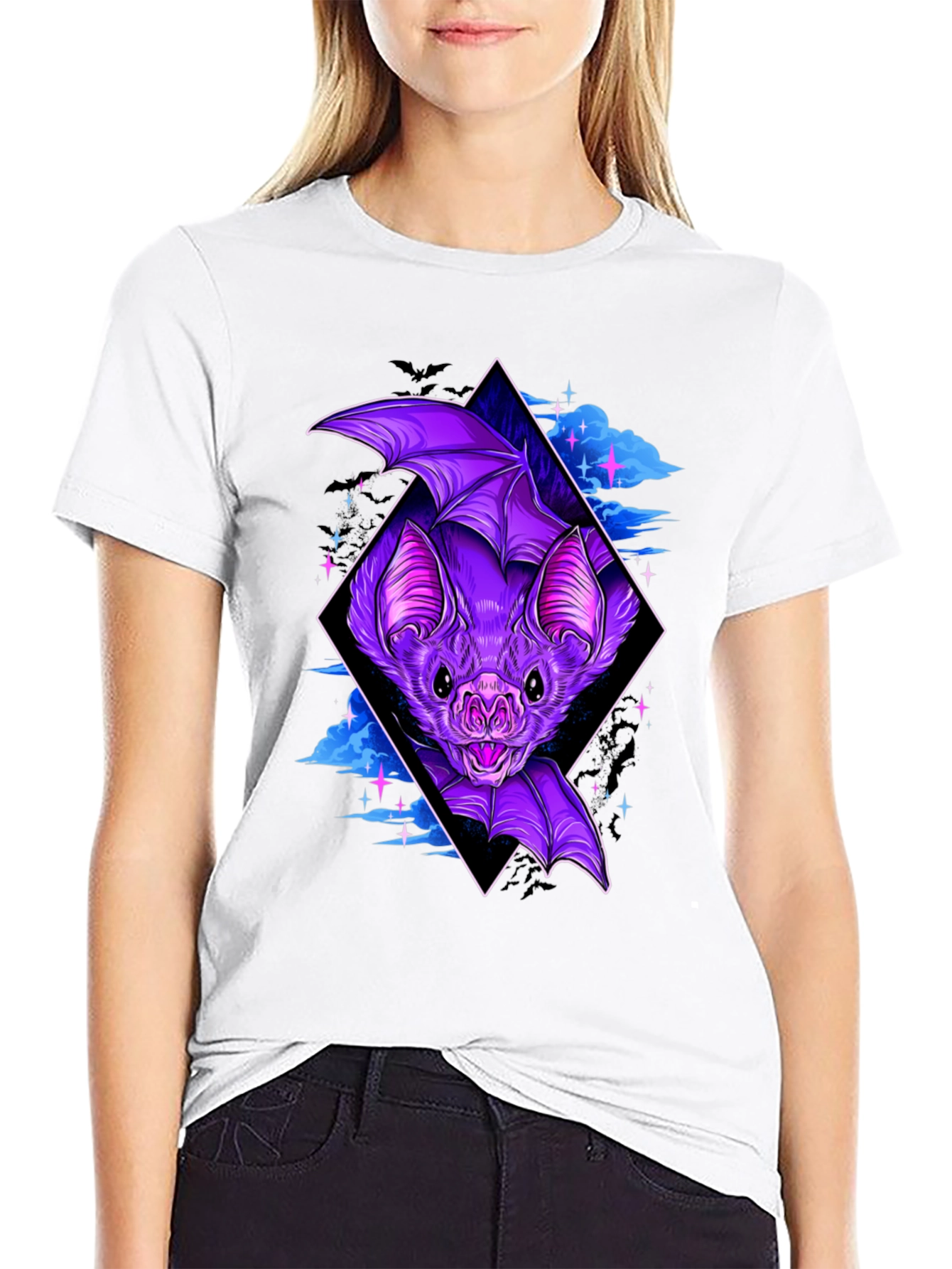 Bat Graphic Tee - Gothic Style Black T-Shirt