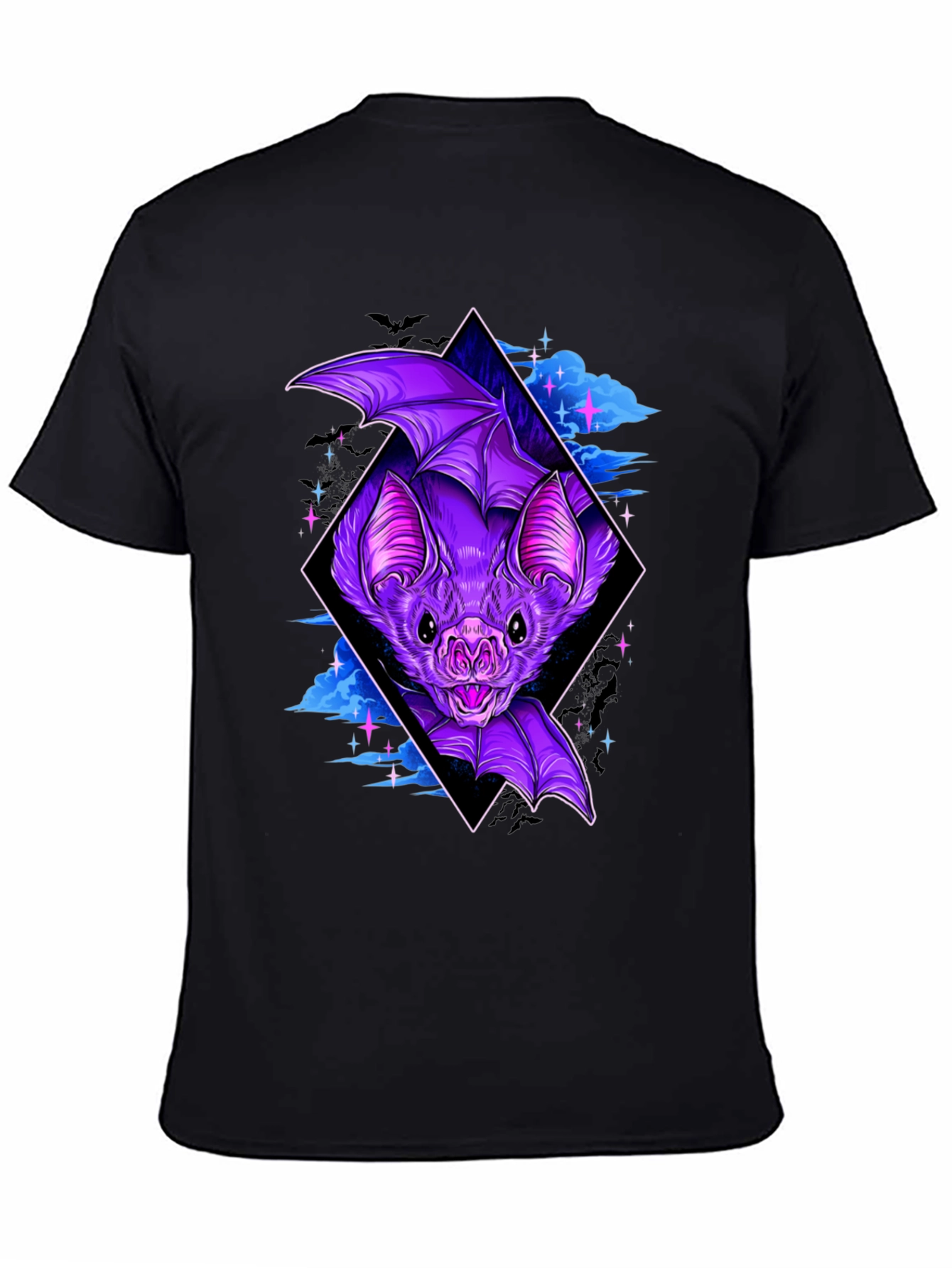 Bat Graphic Tee - Gothic Style Black T-Shirt