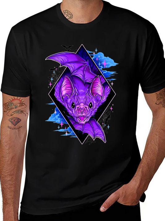 Bat Graphic Tee - Gothic Style Black T-Shirt