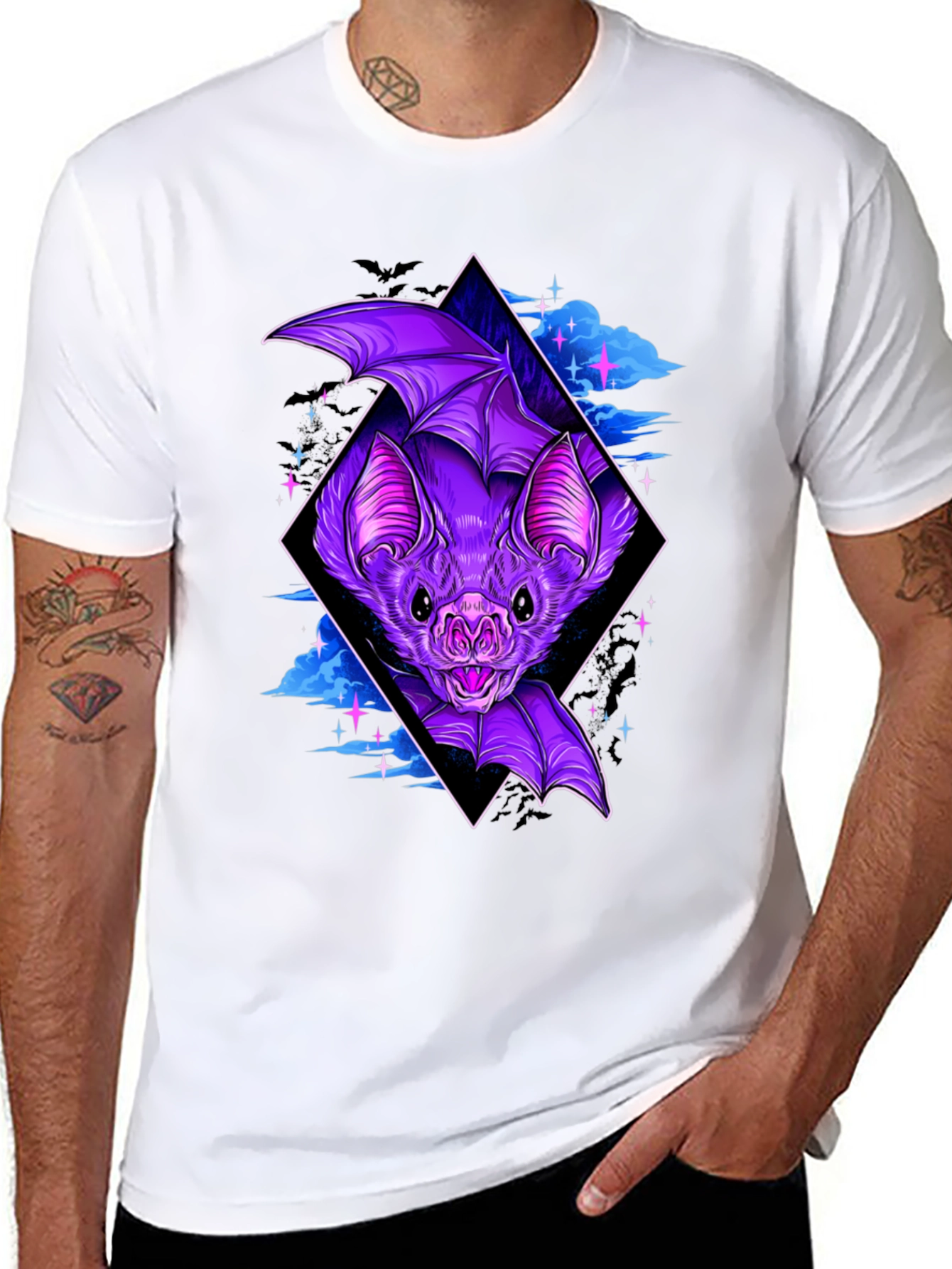 Bat Graphic Tee - Gothic Style Black T-Shirt
