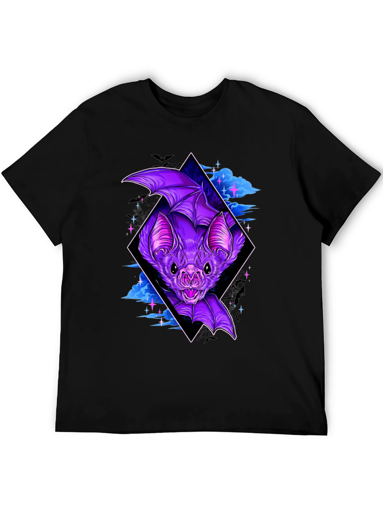 Bat Graphic Tee - Gothic Style Black T-Shirt