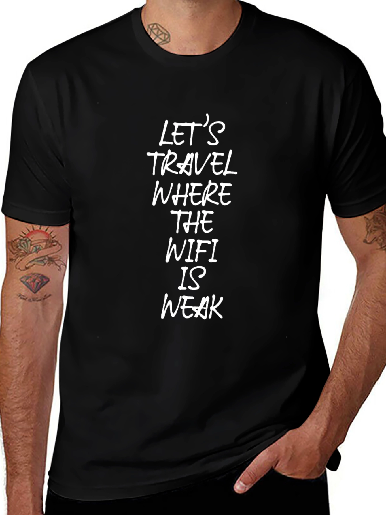 Travel Where The WiFi is Weak Black T-Shirt