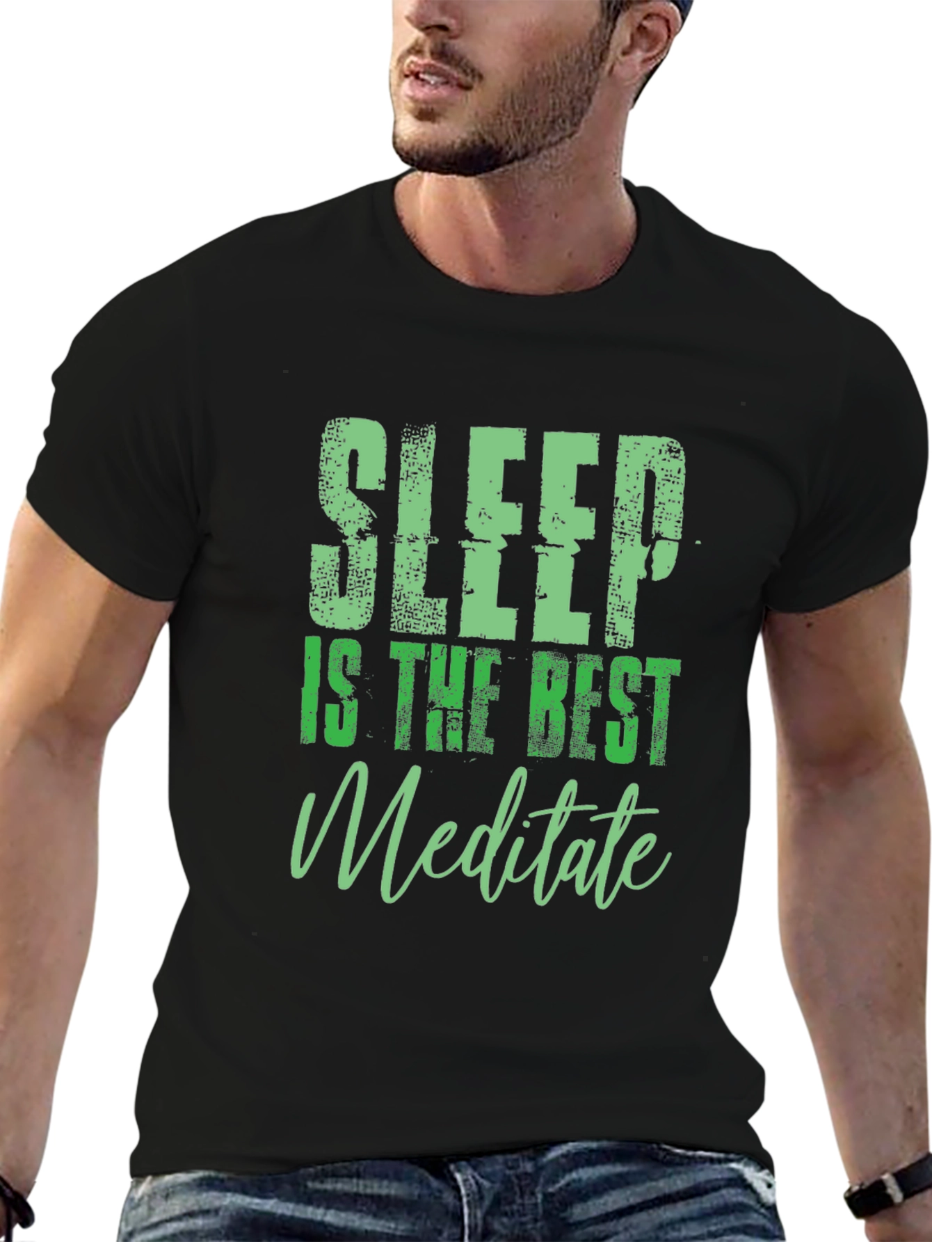 Sleep is the Best Meditate Black Graphic Tee