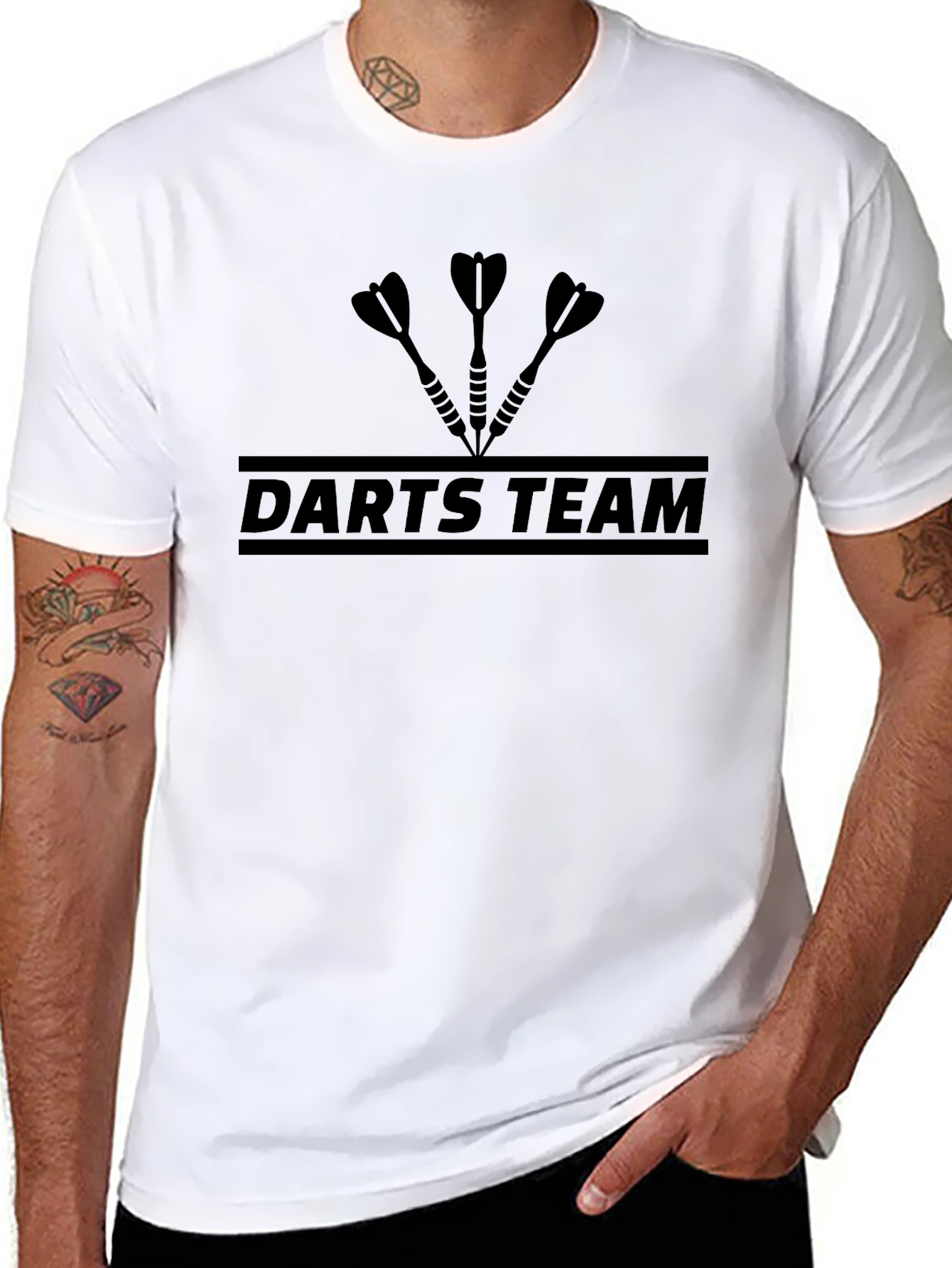 Darts Team Graphic T-Shirt - Black Crew Neck Tee