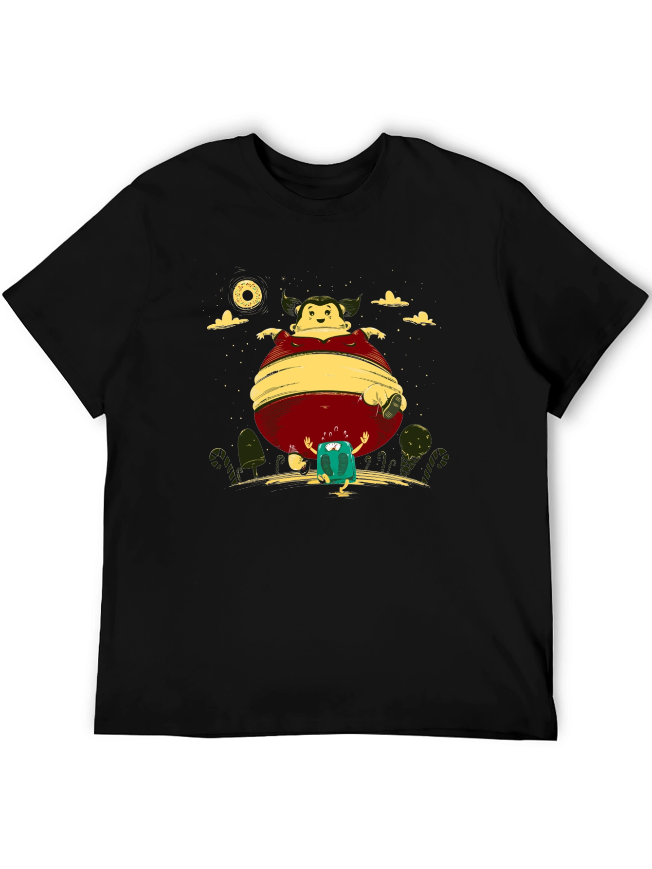 Cartoon-Themed Black Graphic Tee