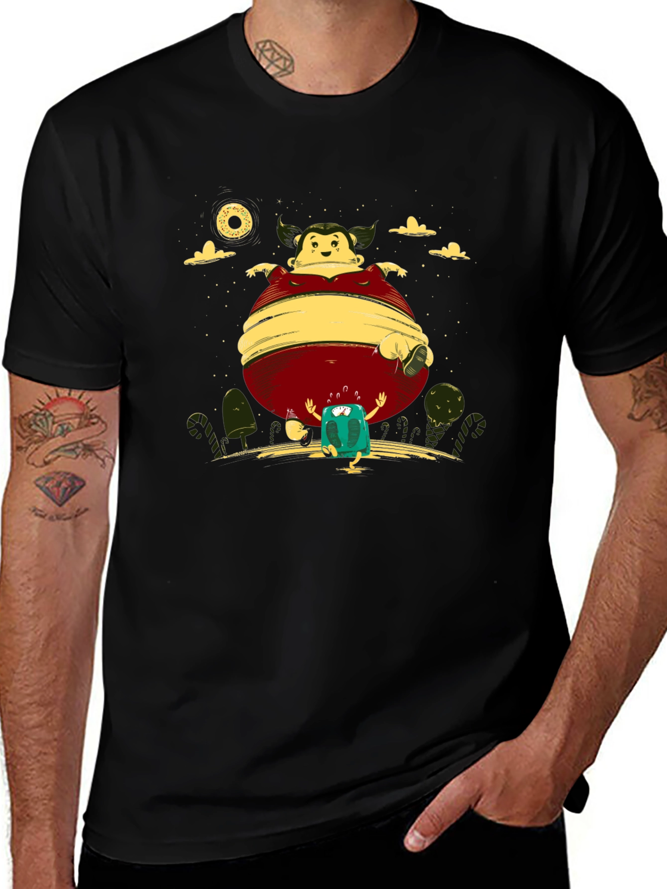 Cartoon-Themed Black Graphic Tee