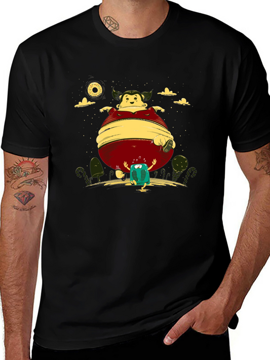 Cartoon-Themed Black Graphic Tee