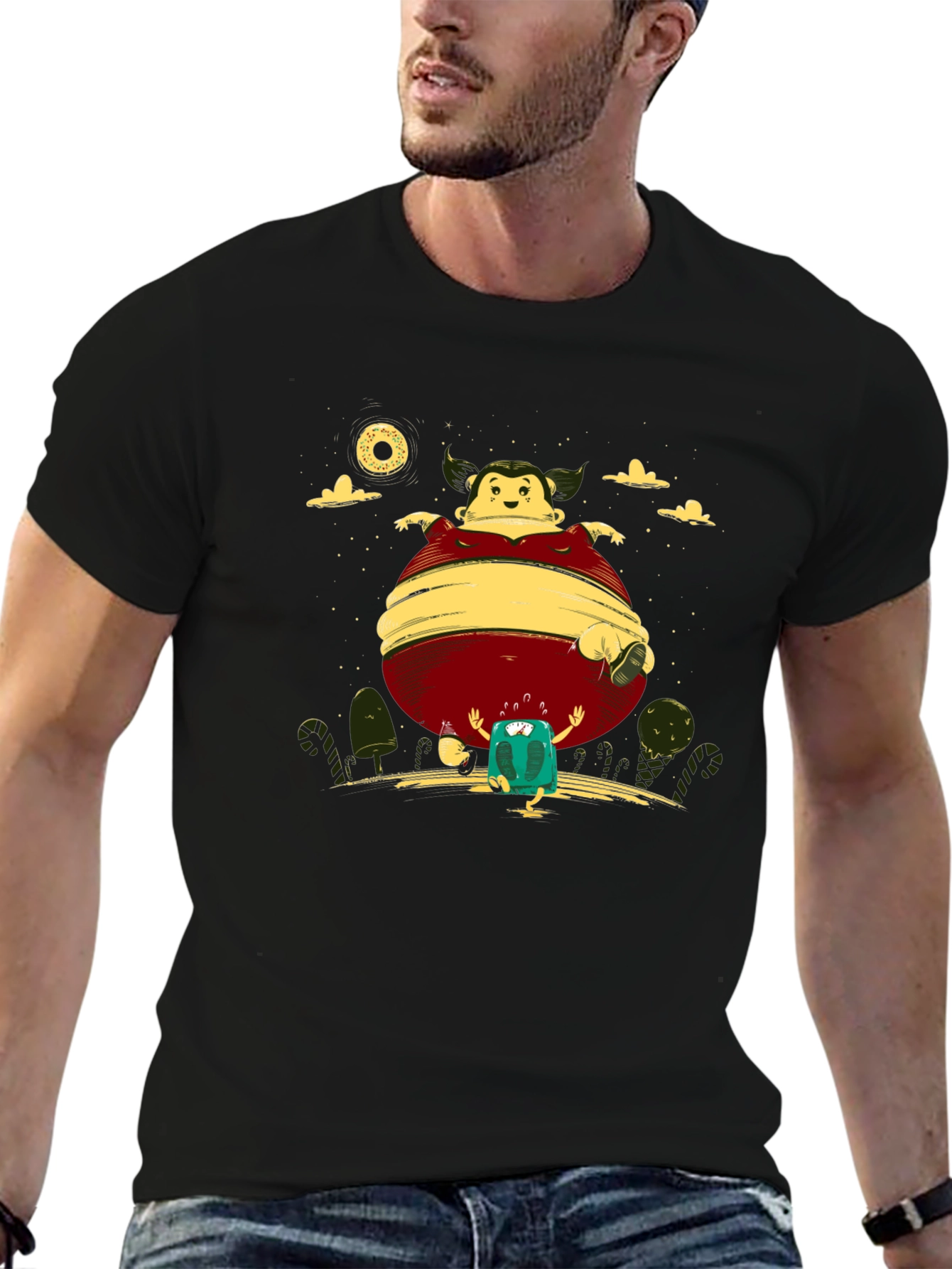 Cartoon-Themed Black Graphic Tee