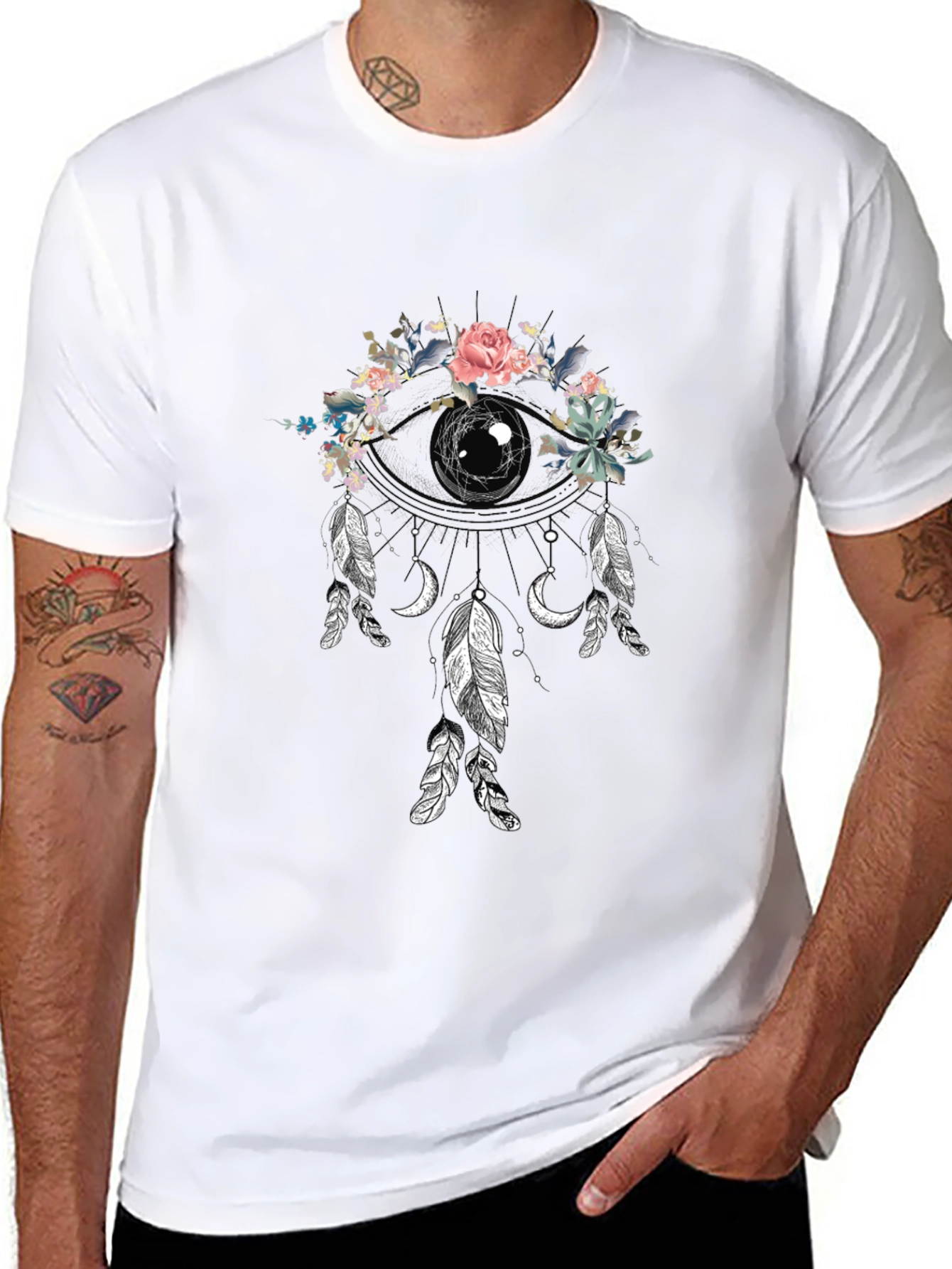 Floral Dreamcatcher Graphic Tee - Black