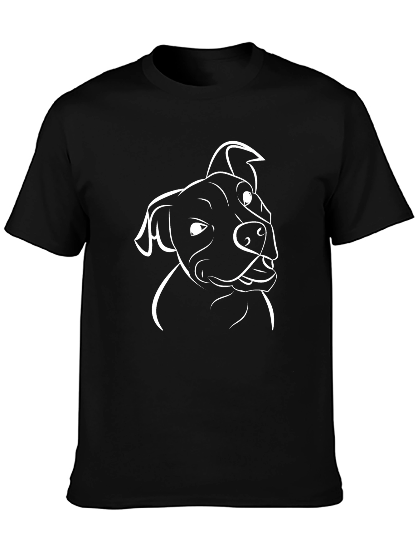 Dog Graphic Tee - Pitbull Outline Black T-Shirt
