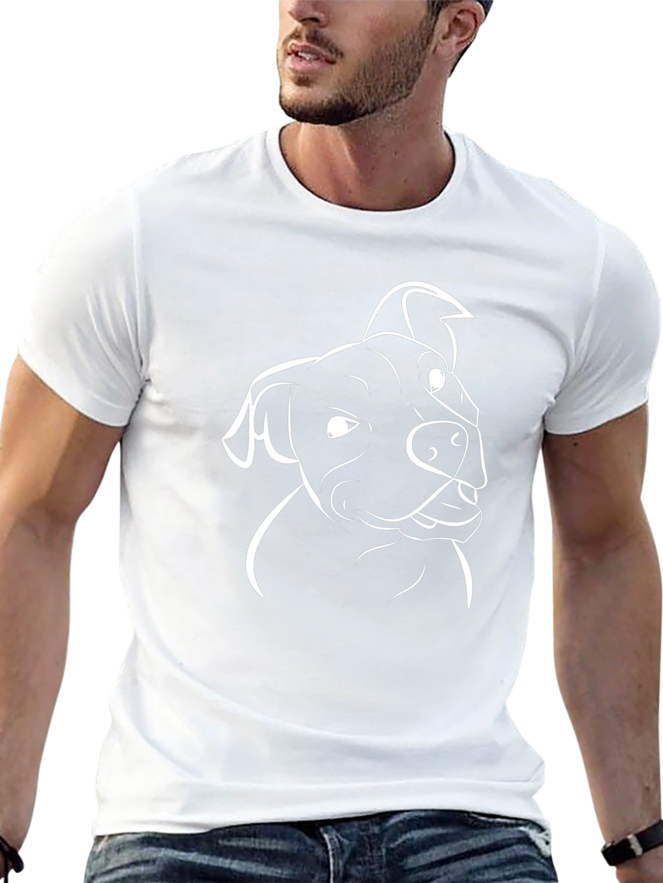 Dog Graphic Tee - Pitbull Outline Black T-Shirt