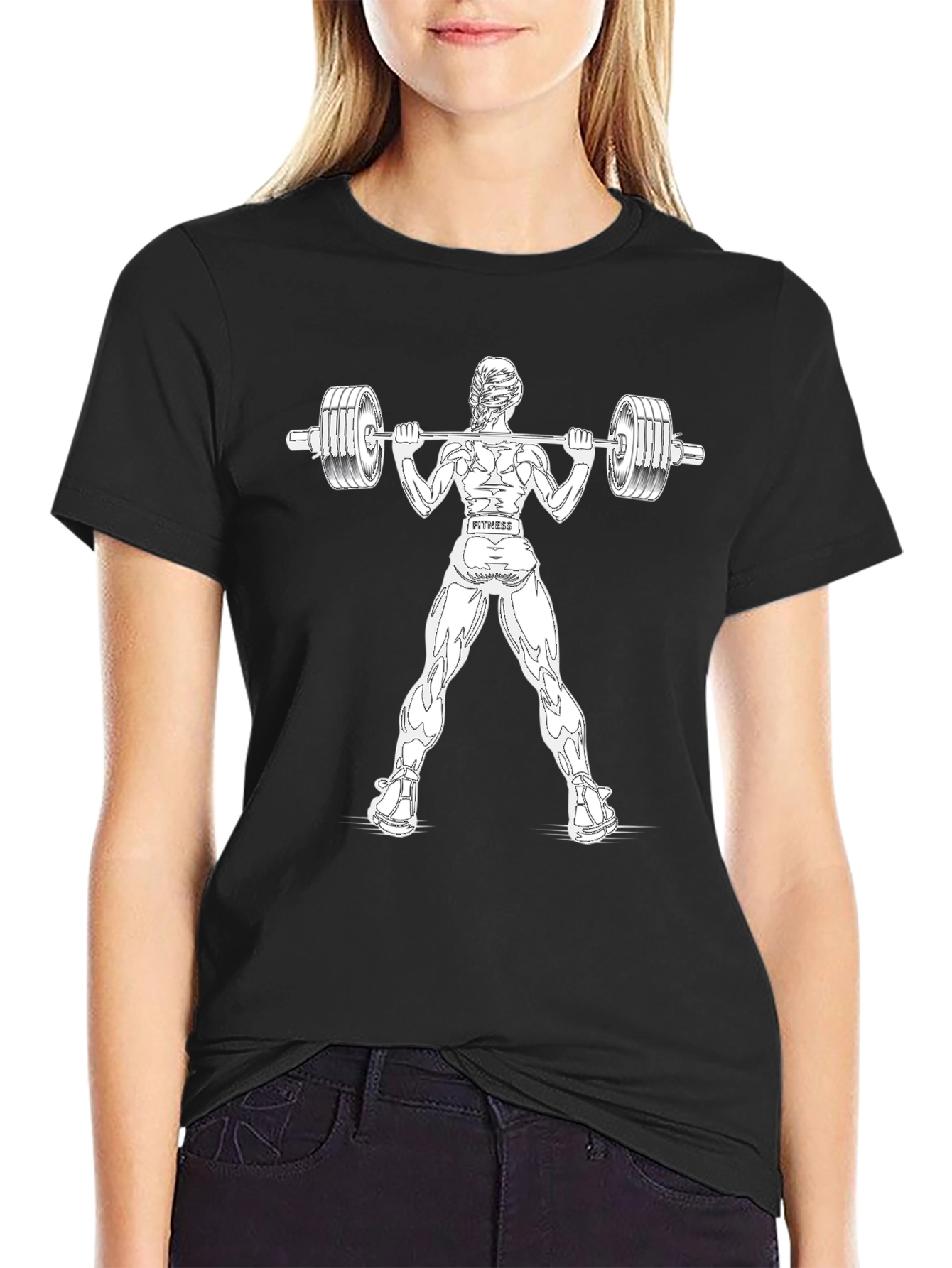 Fitness Graphic T-Shirt - Weightlifting Woman Design