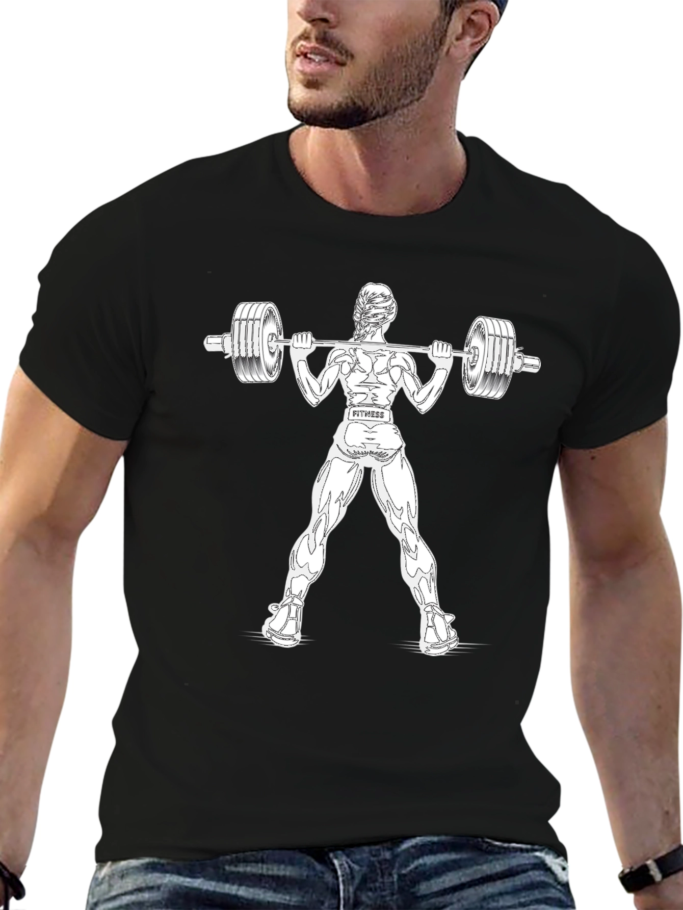 Fitness Graphic T-Shirt - Weightlifting Woman Design