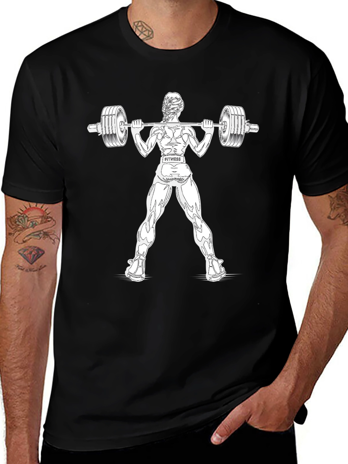 Fitness Graphic T-Shirt - Weightlifting Woman Design