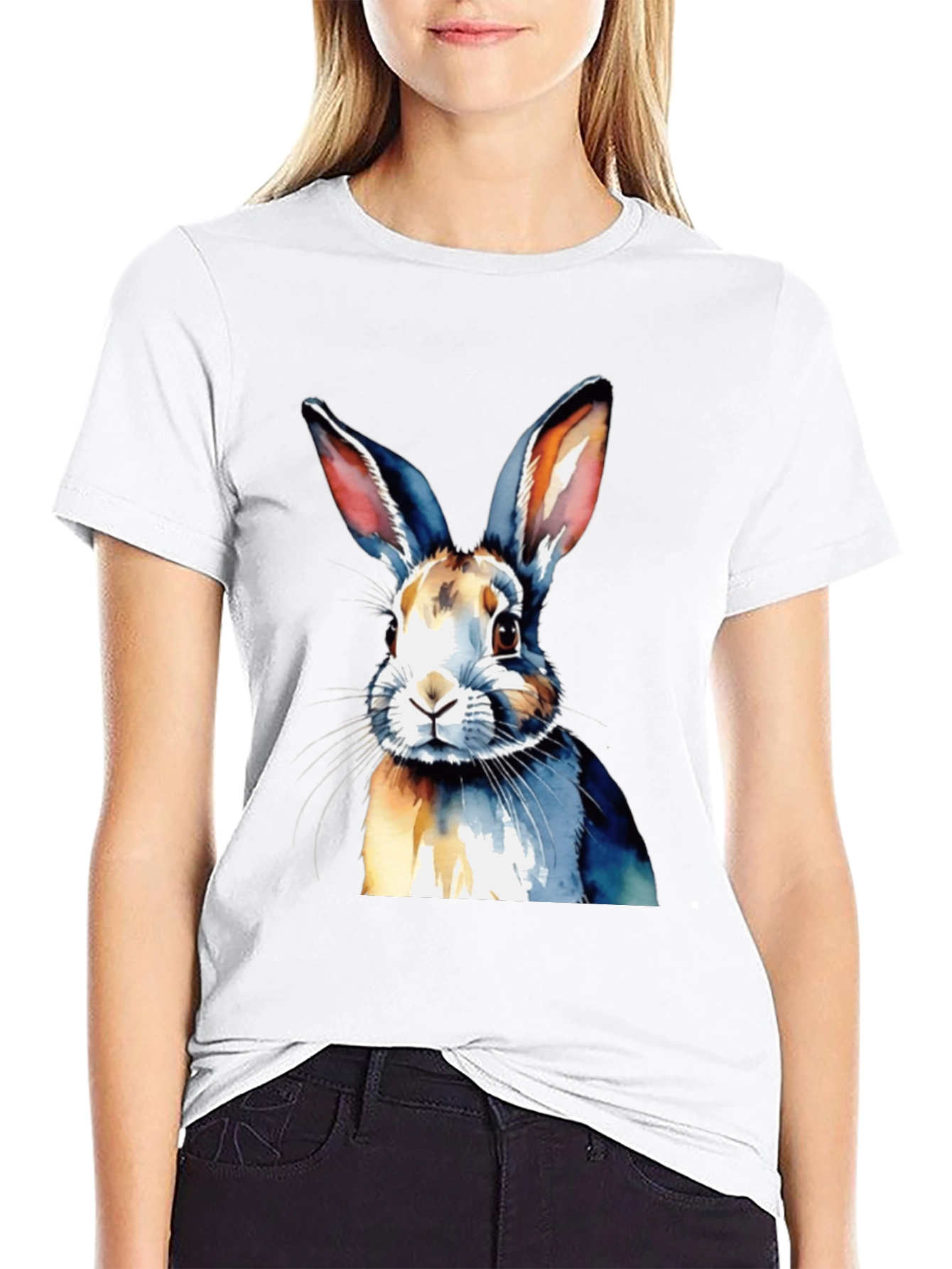 Watercolor Rabbit Graphic T-Shirt