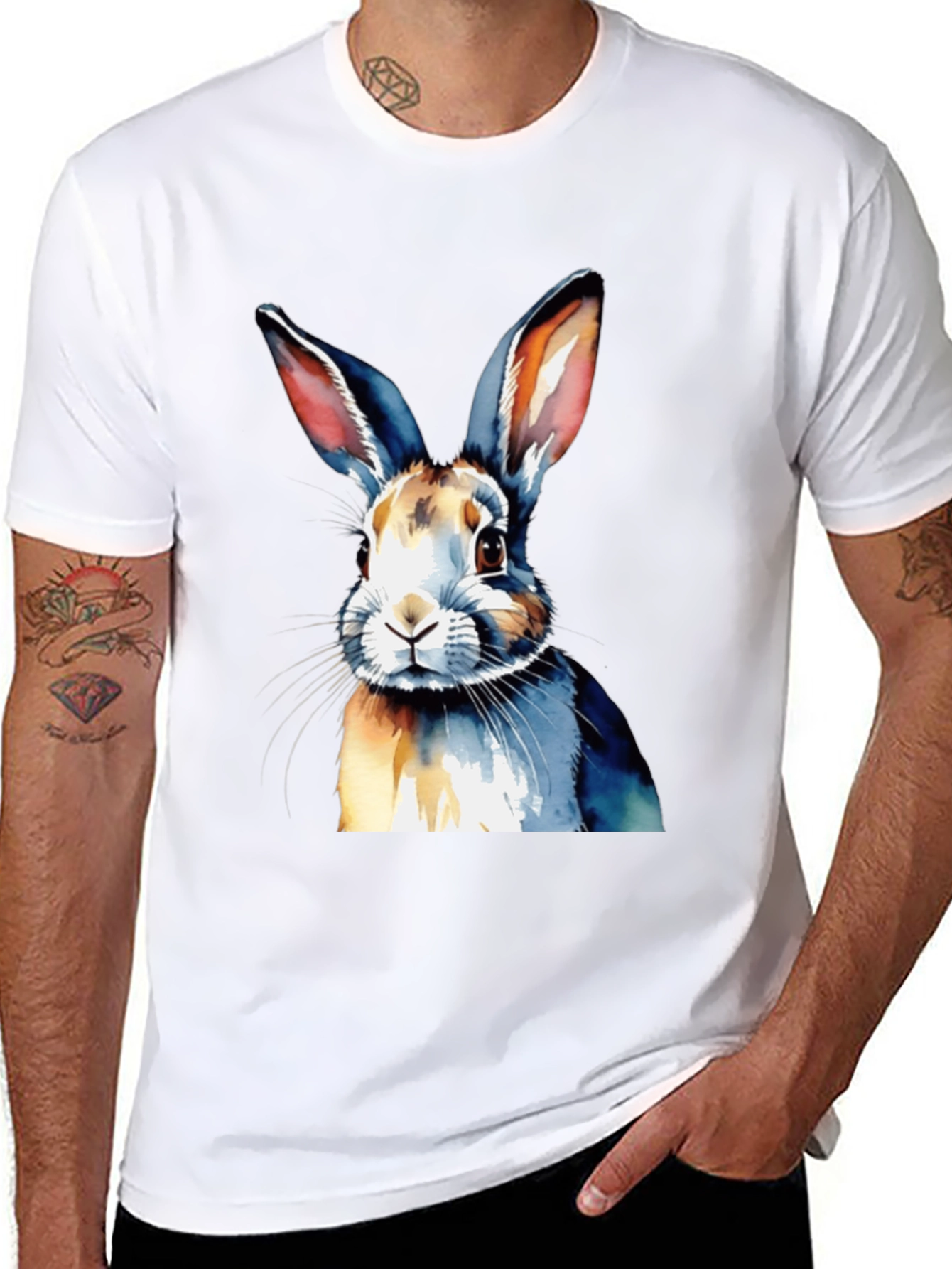 Watercolor Rabbit Graphic T-Shirt