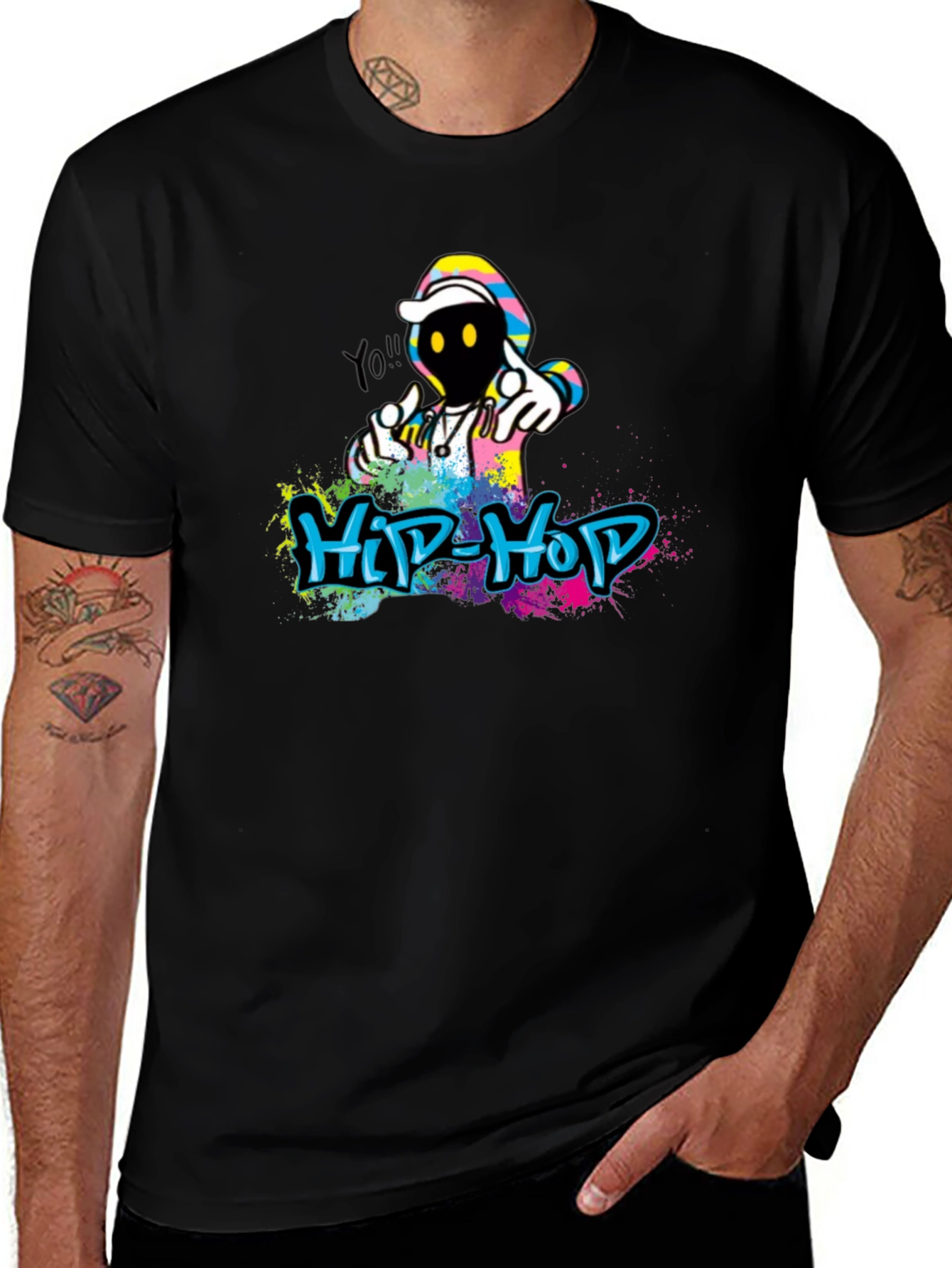 Hip Hop Graffiti Graphic Black T-Shirt
