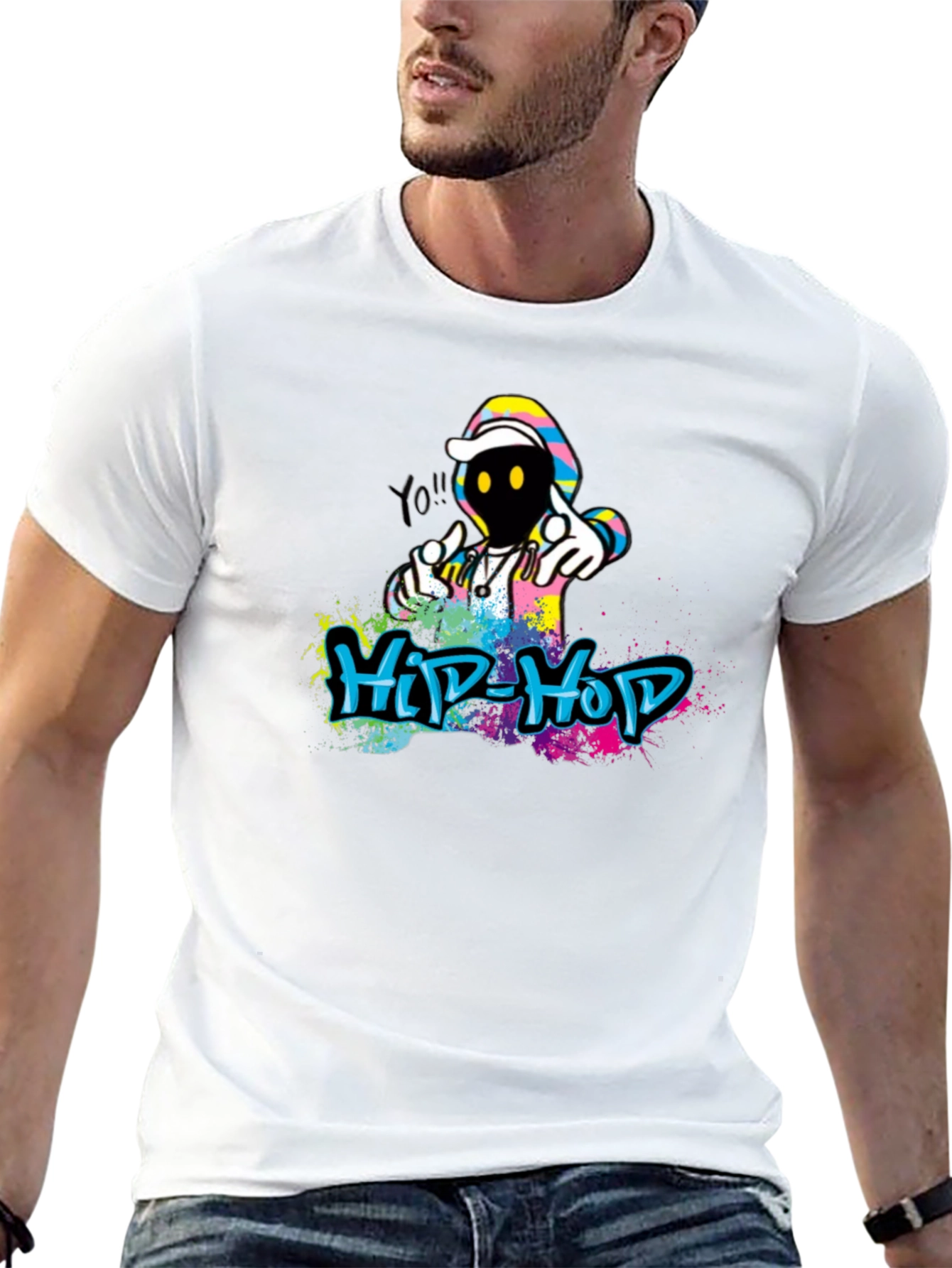 Hip Hop Graffiti Graphic Black T-Shirt