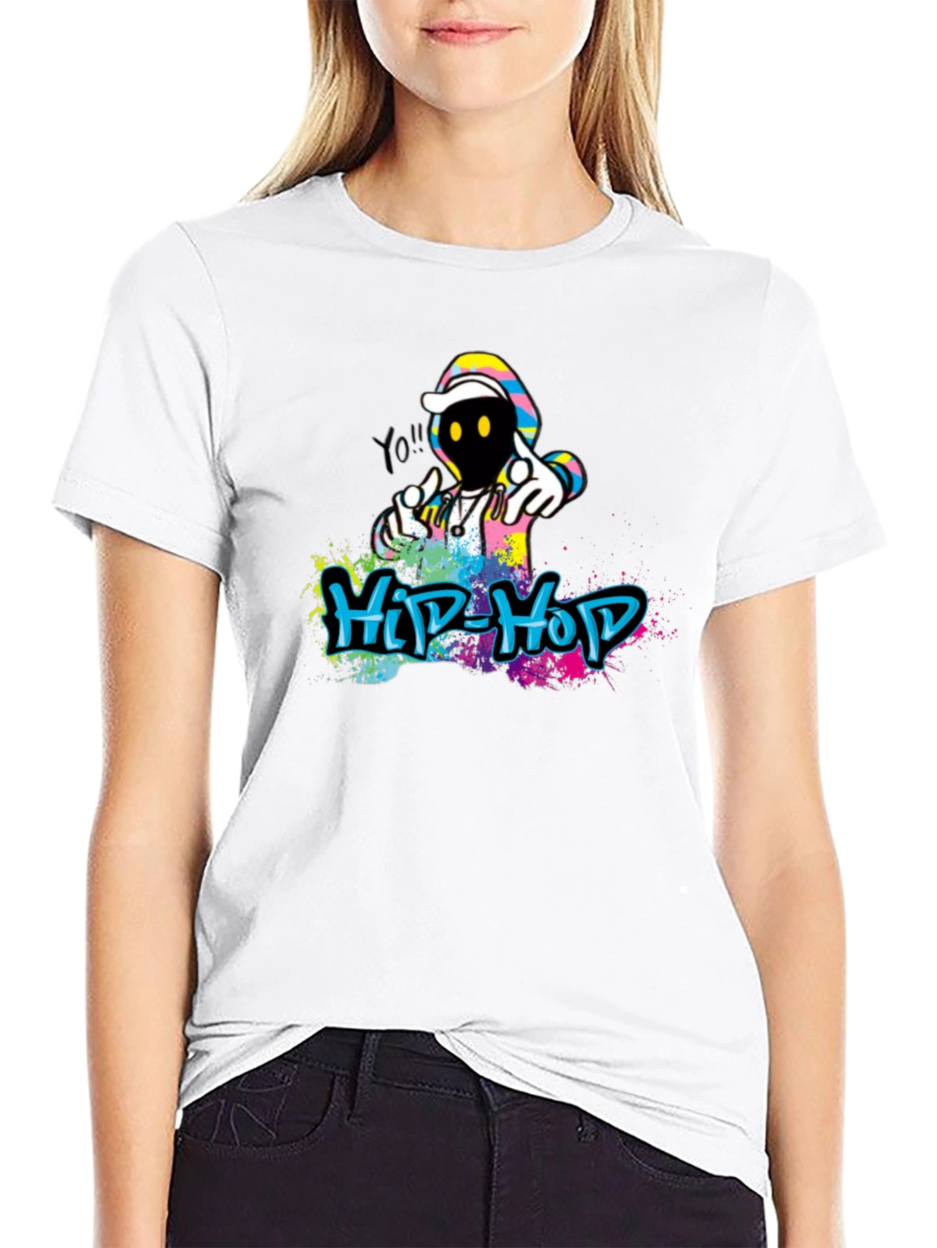 Hip Hop Graffiti Graphic Black T-Shirt