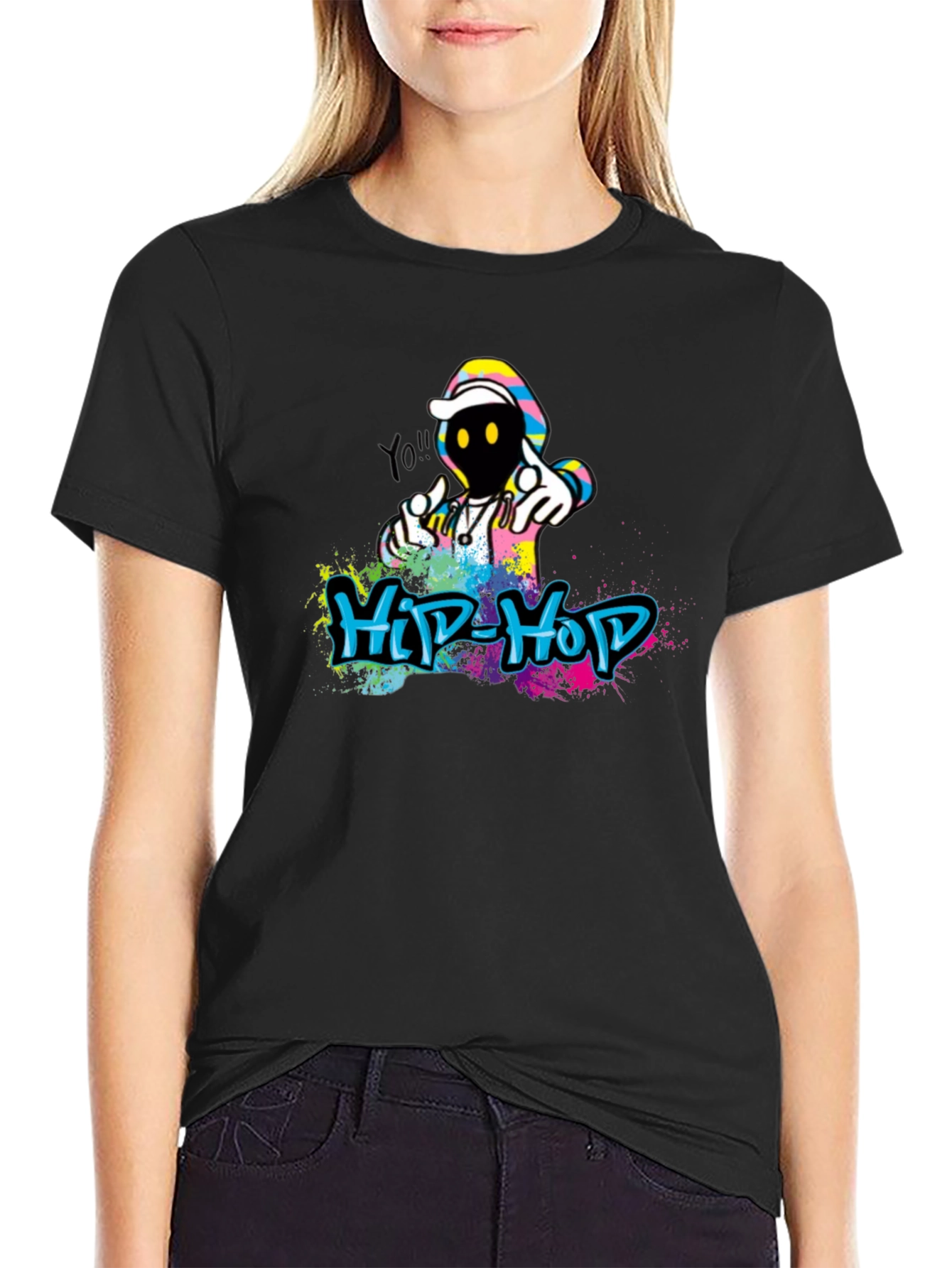 Hip Hop Graffiti Graphic Black T-Shirt