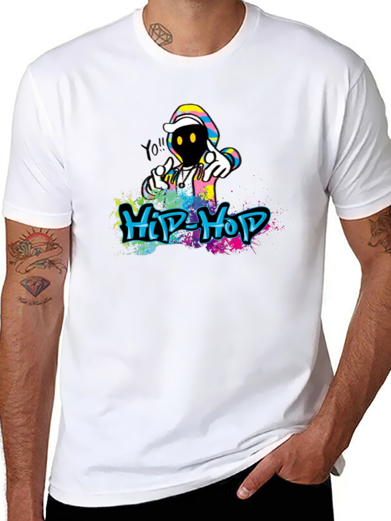 Hip Hop Graffiti Graphic Black T-Shirt