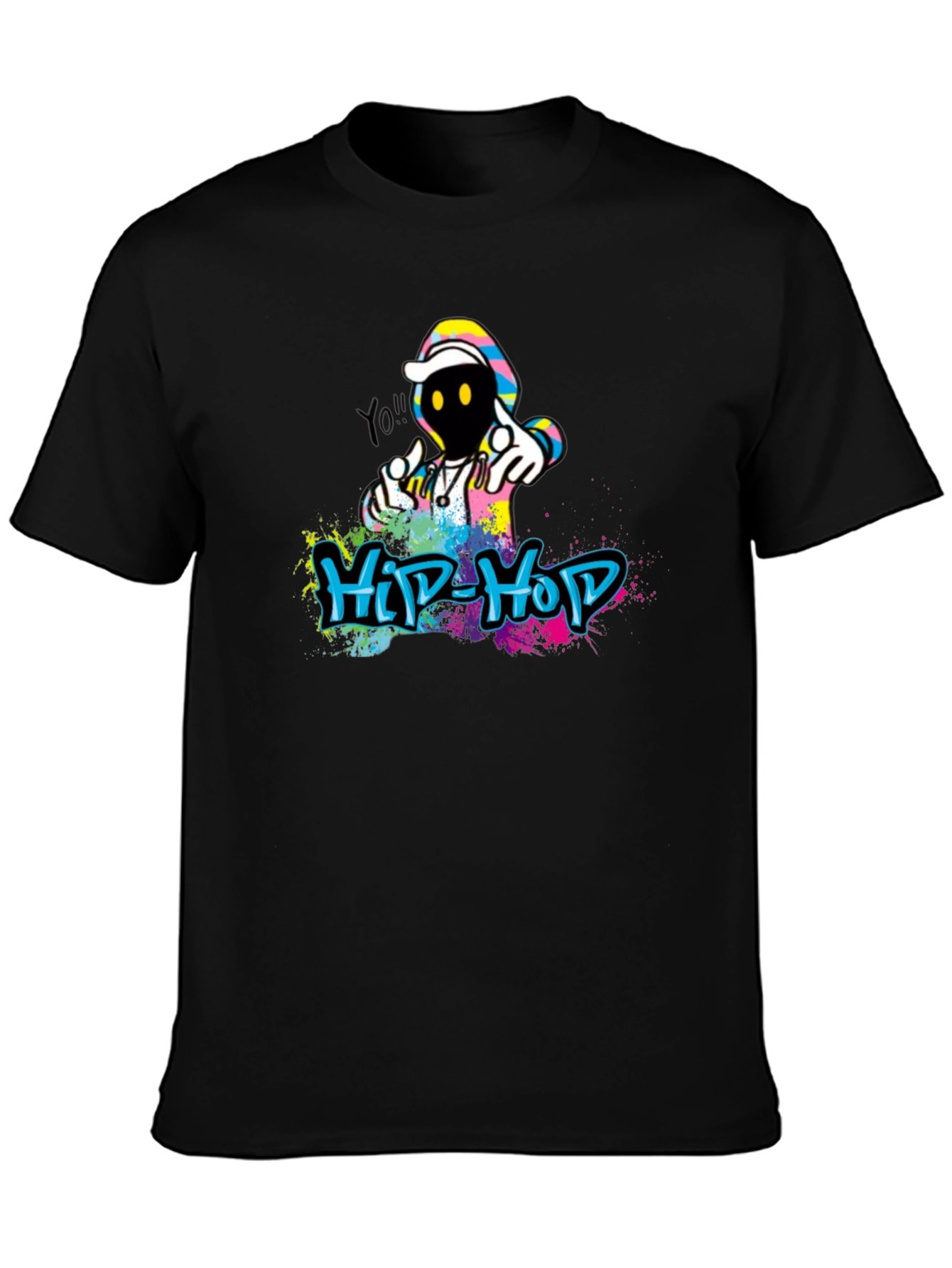 Hip Hop Graffiti Graphic Black T-Shirt