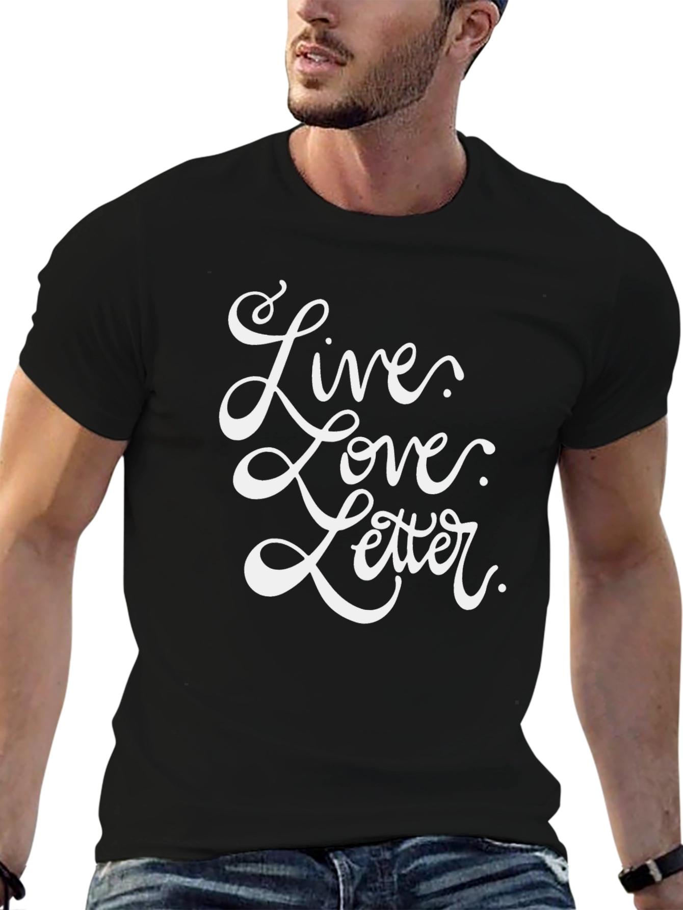 Live Love Letter Graphic Tee - Black Casual T-Shirt