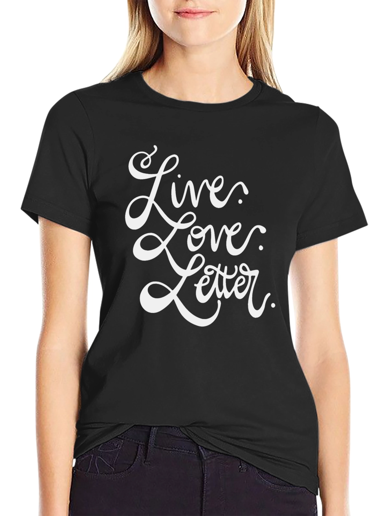 Live Love Letter Graphic Tee - Black Casual T-Shirt