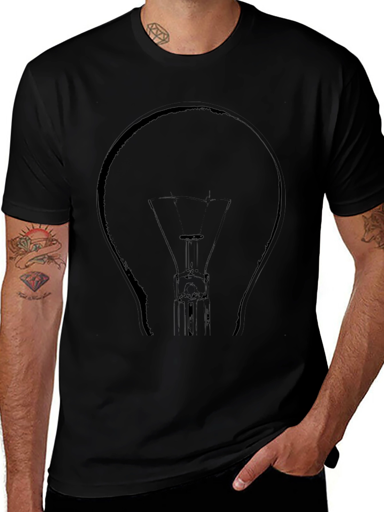 Black T-Shirt with Lightbulb Design