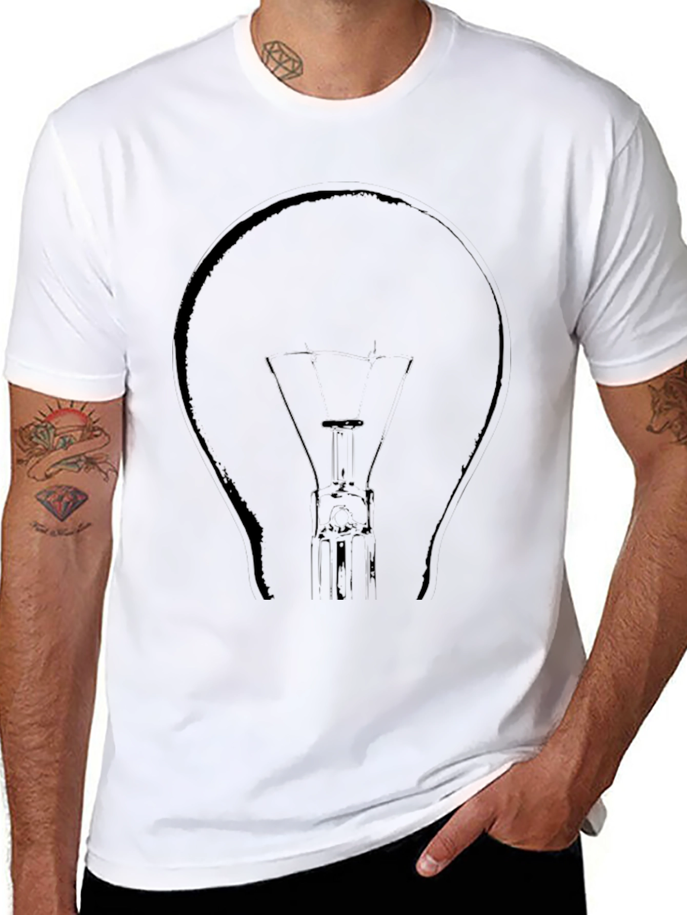 Black T-Shirt with Lightbulb Design