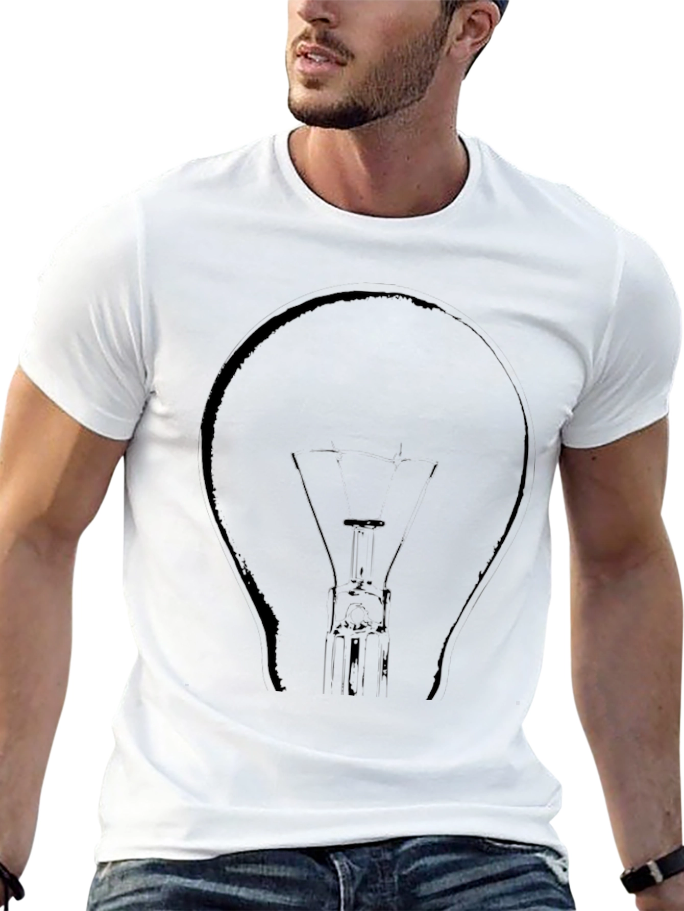 Black T-Shirt with Lightbulb Design