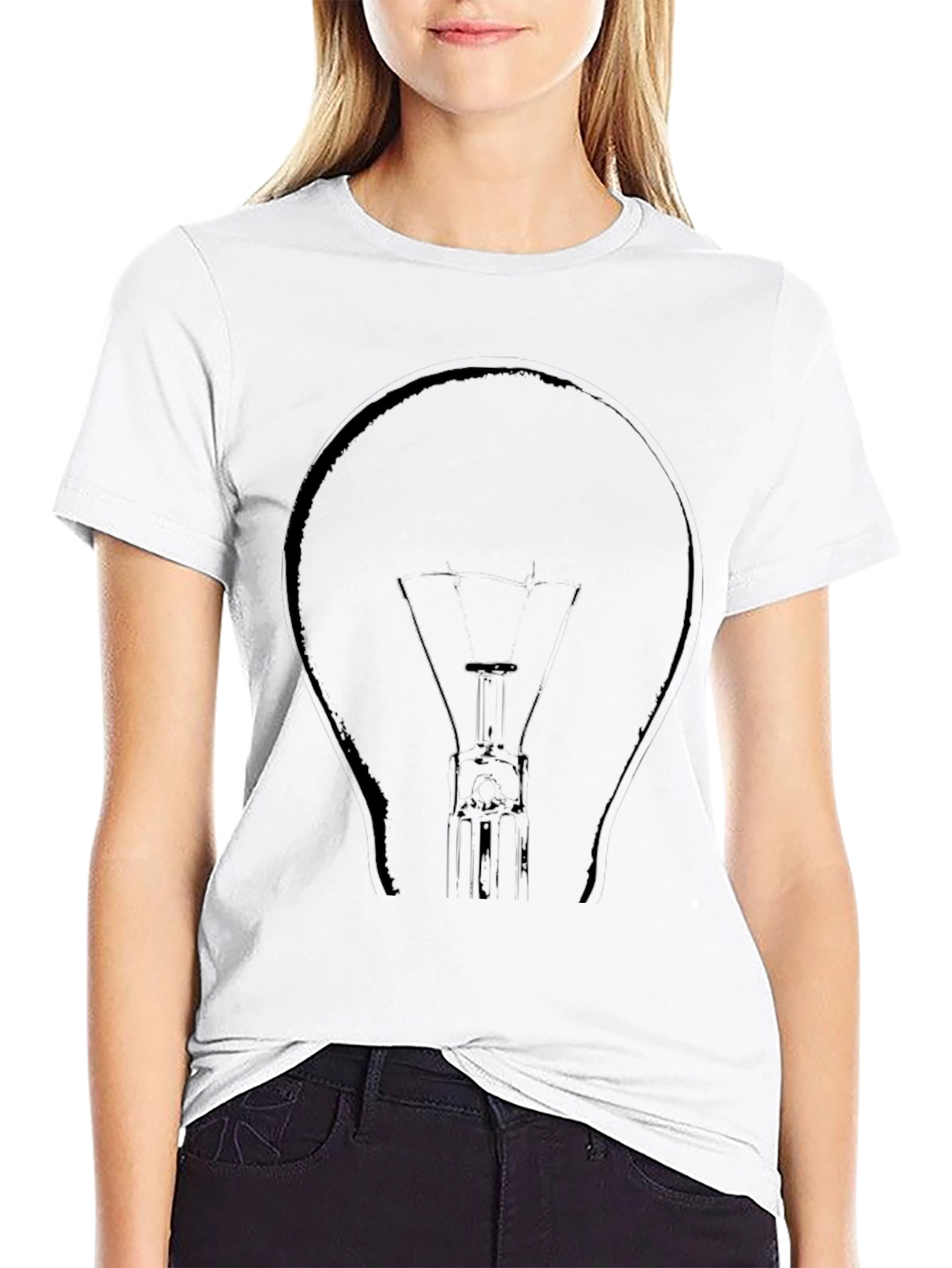 Black T-Shirt with Lightbulb Design