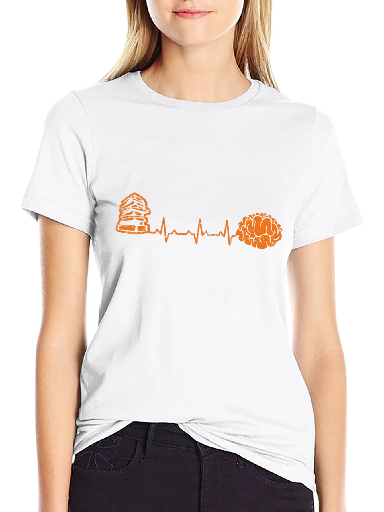 Book & Brain Heartbeat T-Shirt - Read Learn Live