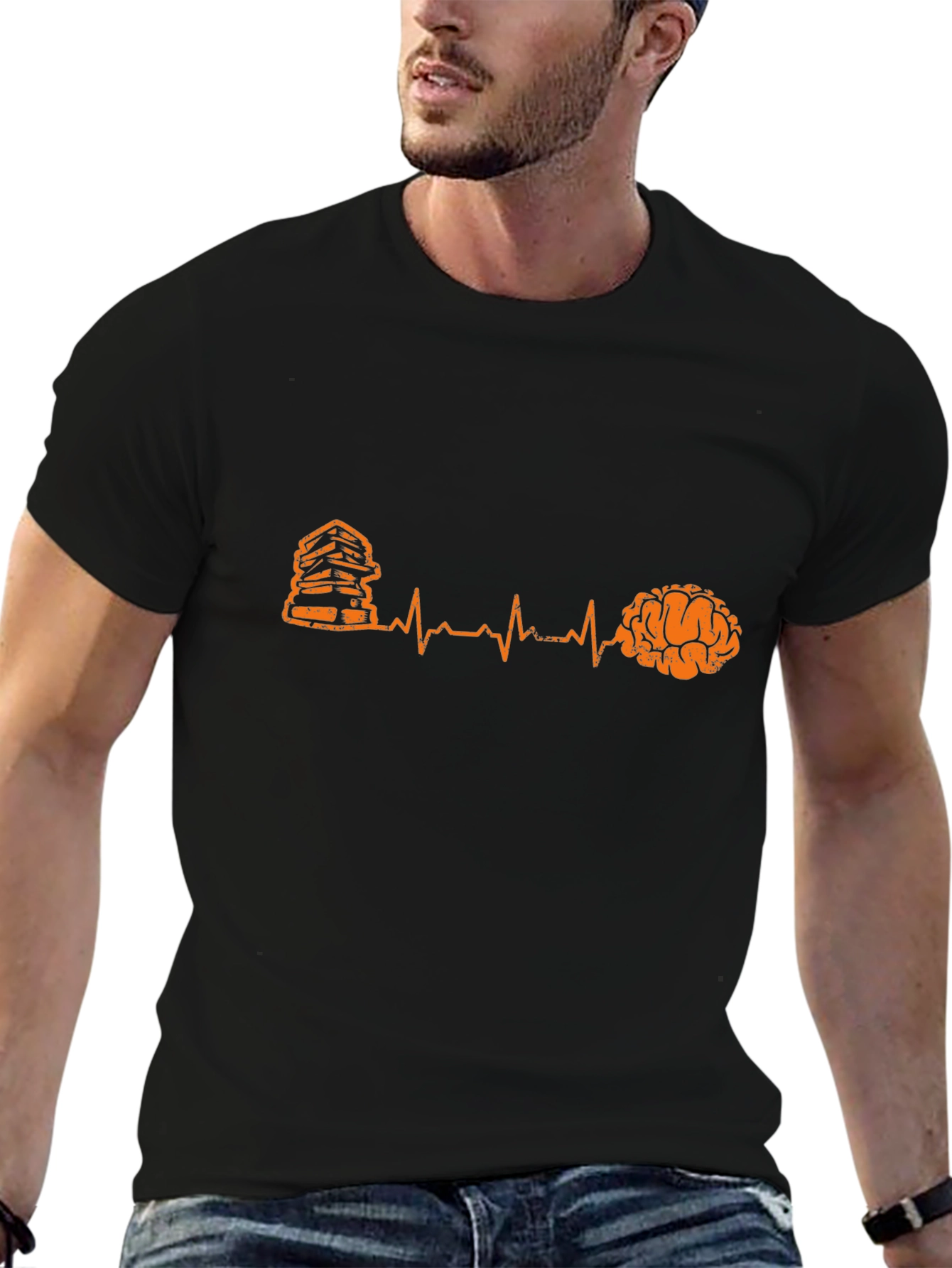 Book & Brain Heartbeat T-Shirt - Read Learn Live
