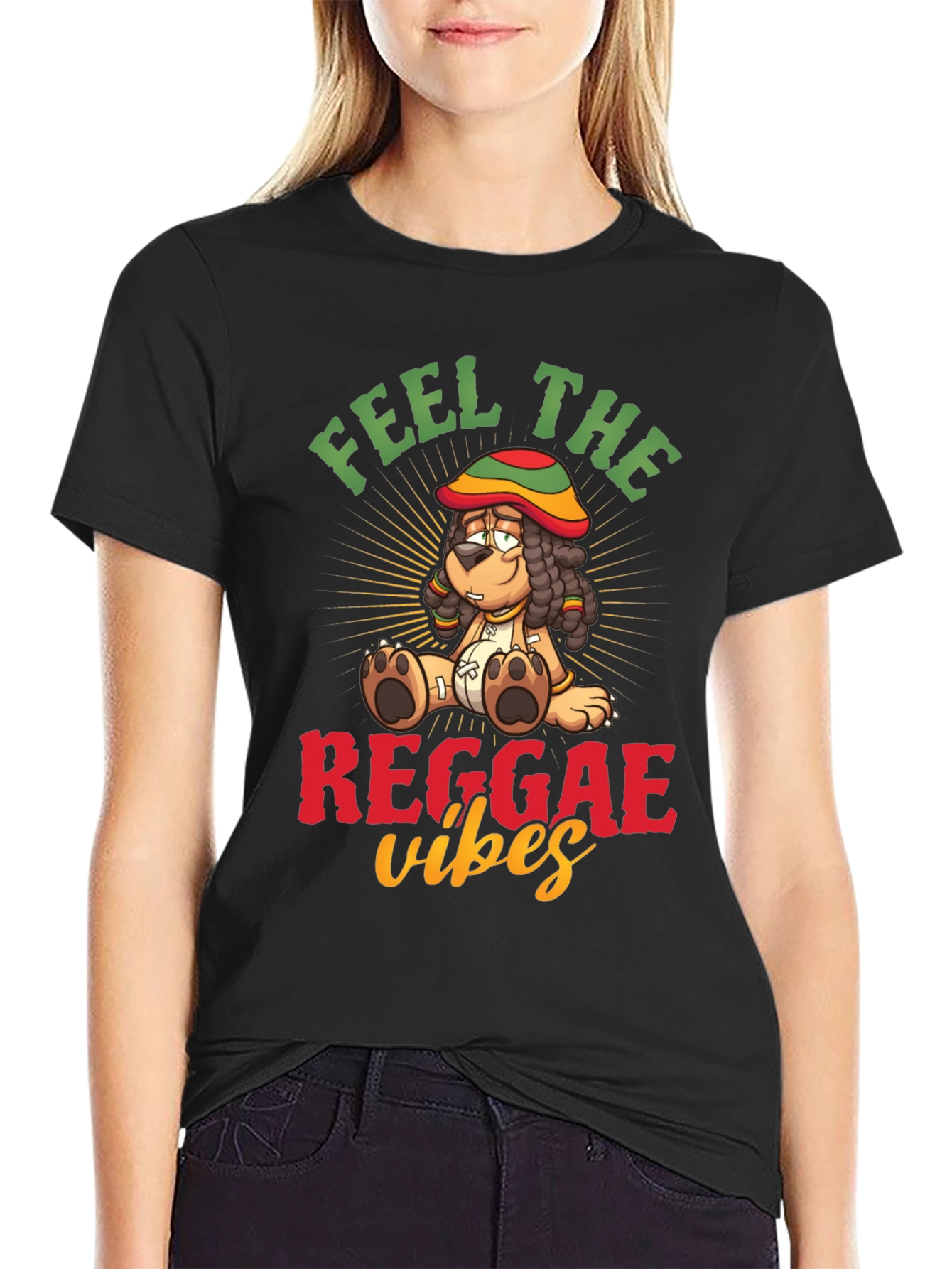 Feel the Reggae Vibes Black Graphic Tee