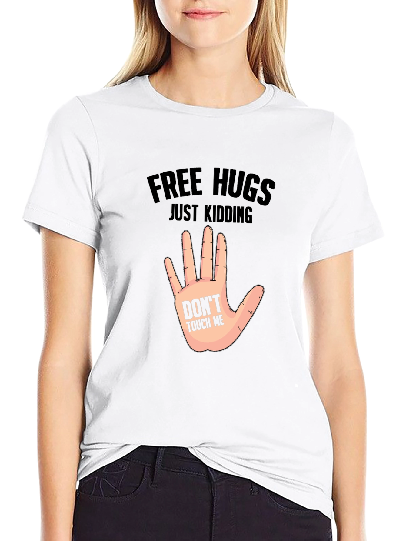 Free Hugs Just Kidding - Novelty Graphic T-Shirt