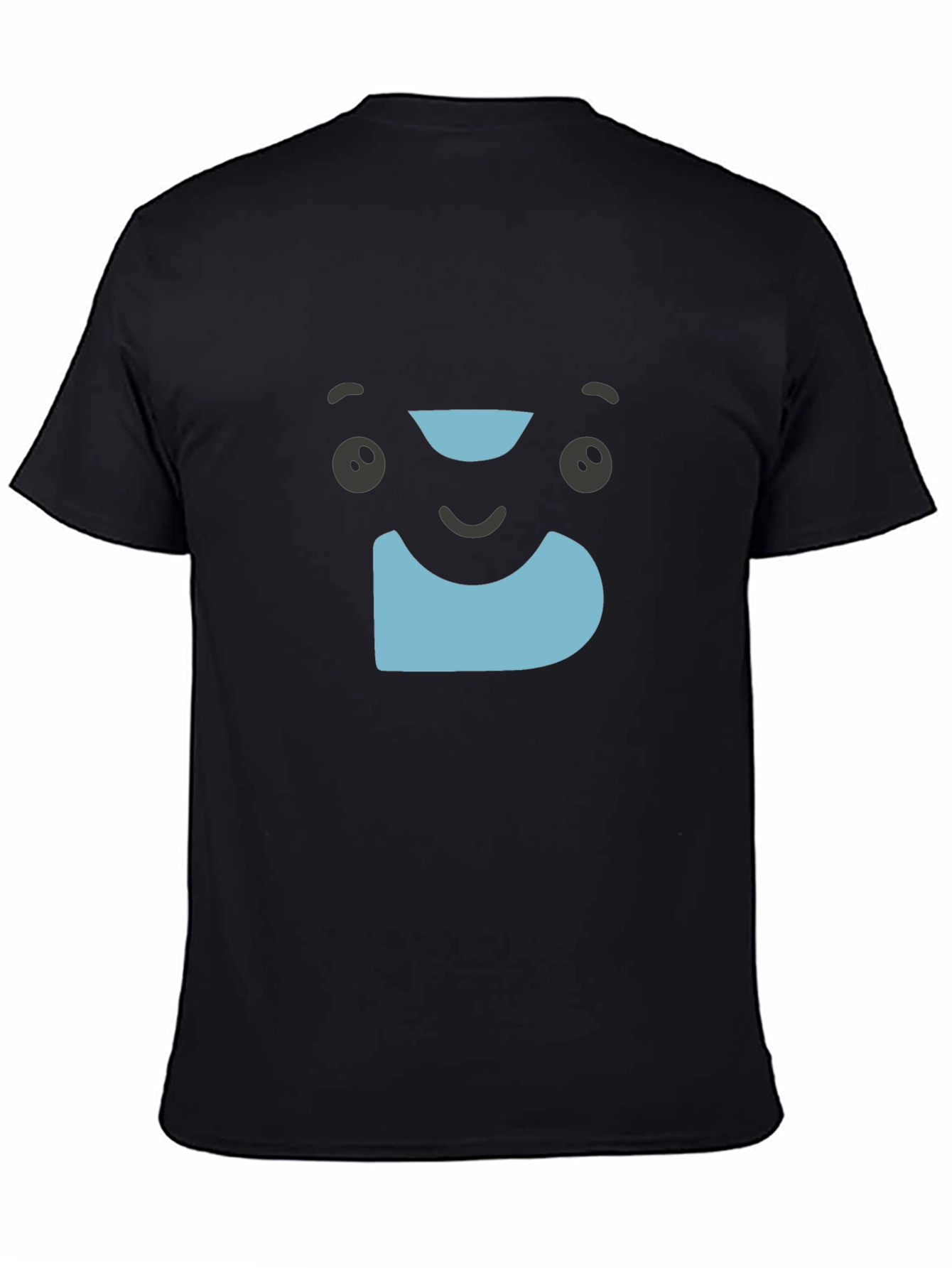 Cute Cartoon Face Graphic T-Shirt - Black