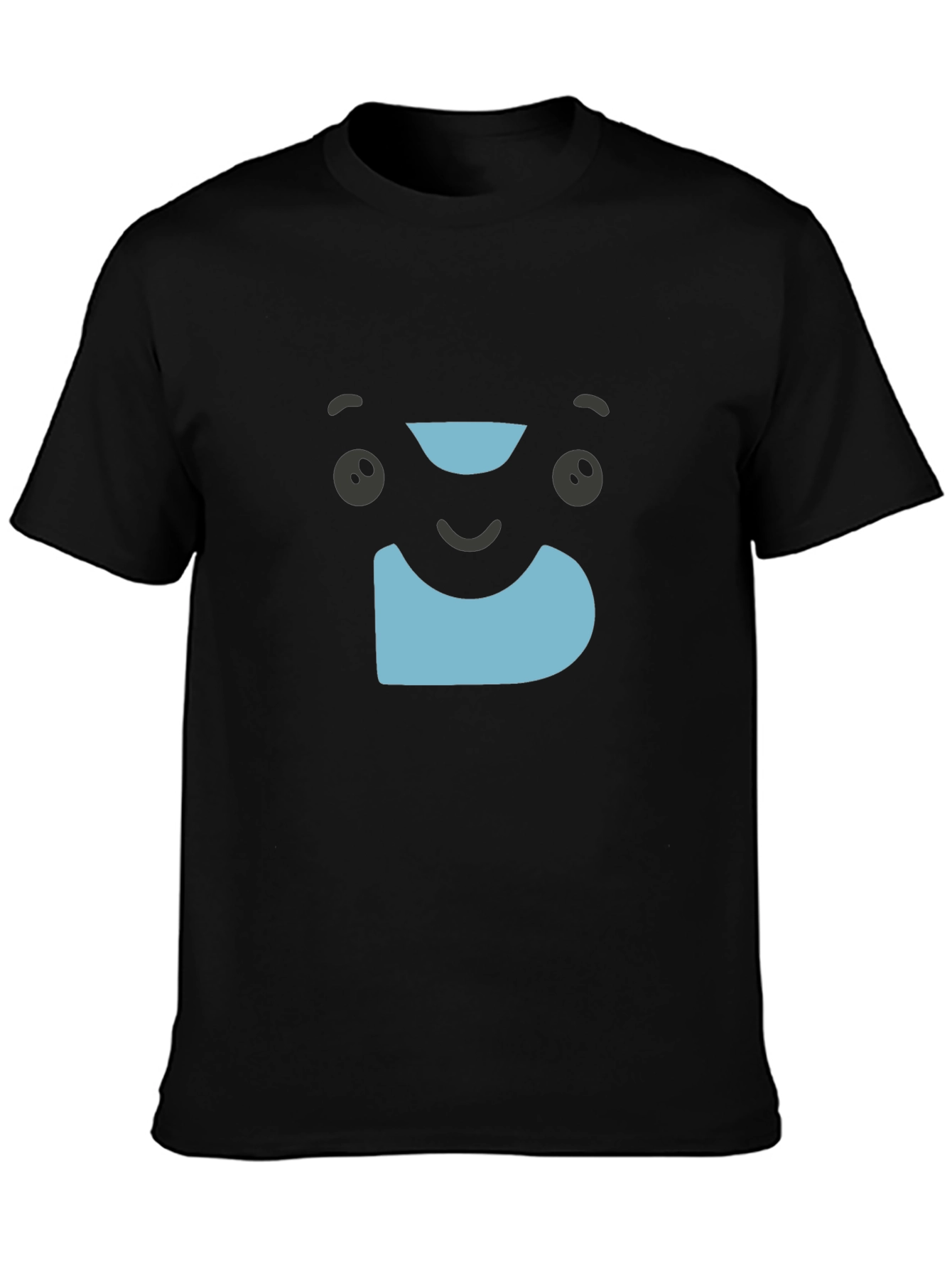 Cute Cartoon Face Graphic T-Shirt - Black