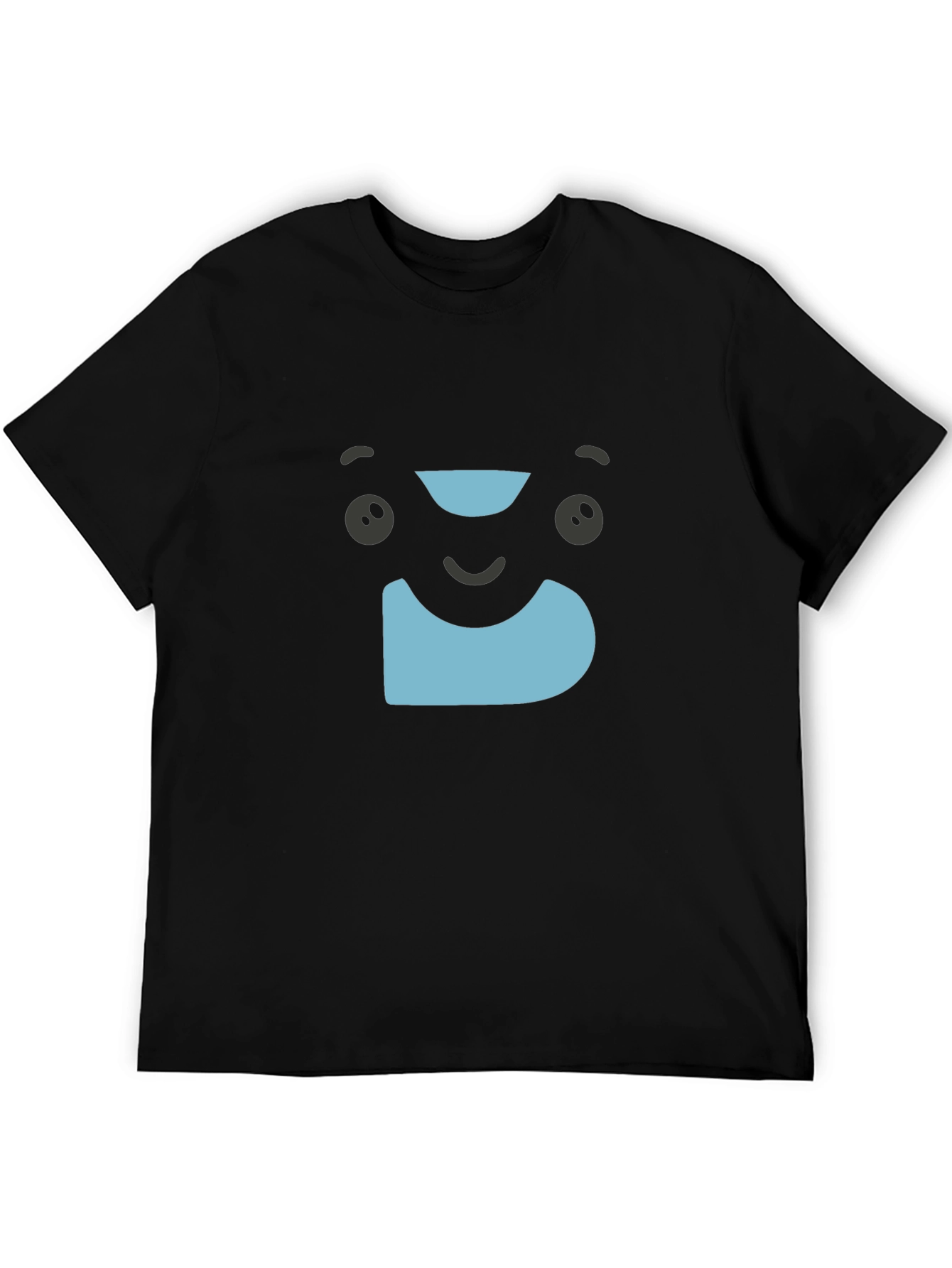 Cute Cartoon Face Graphic T-Shirt - Black
