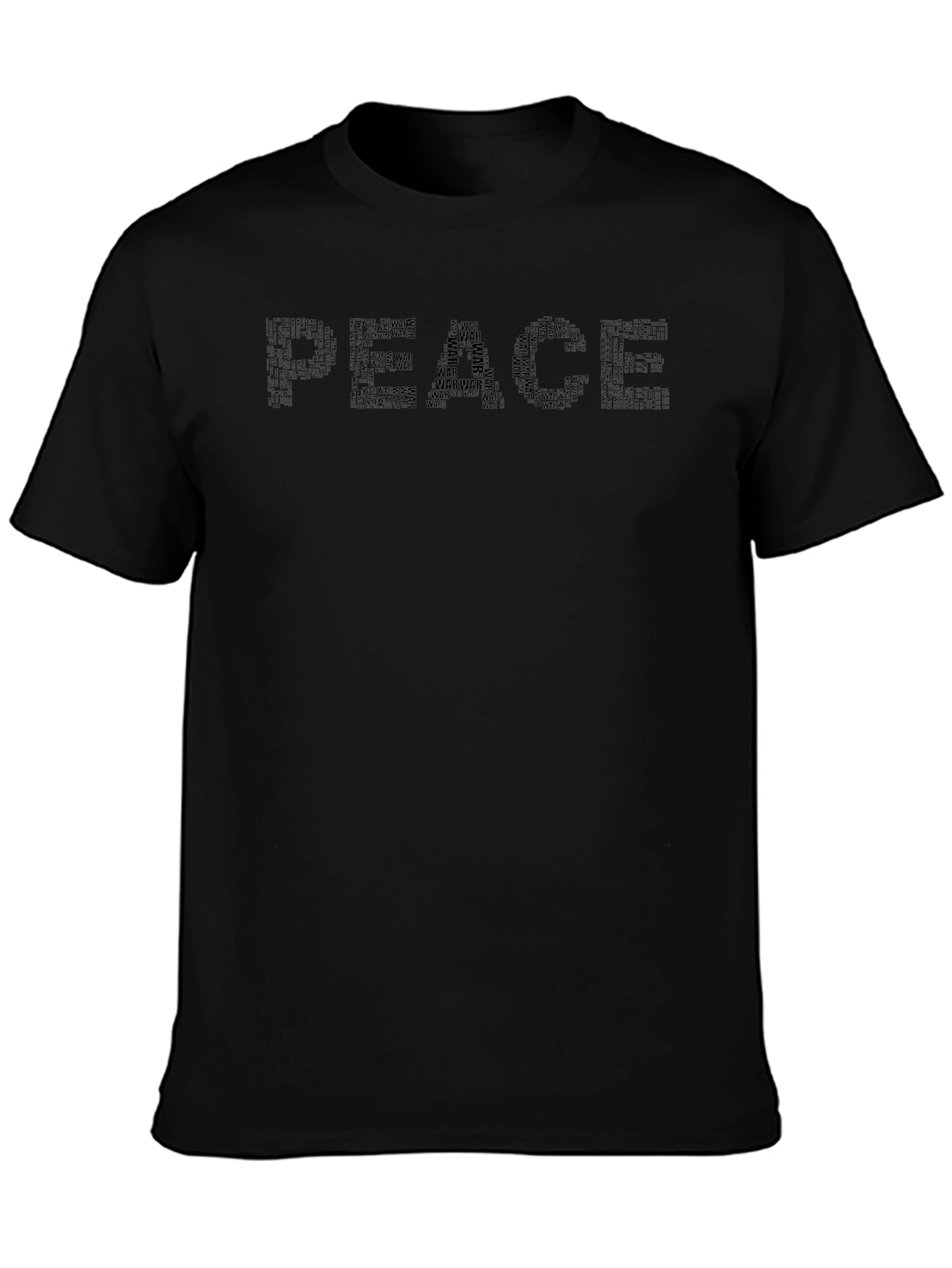 Peace Word Art Tee -  Stylish Black T-Shirt