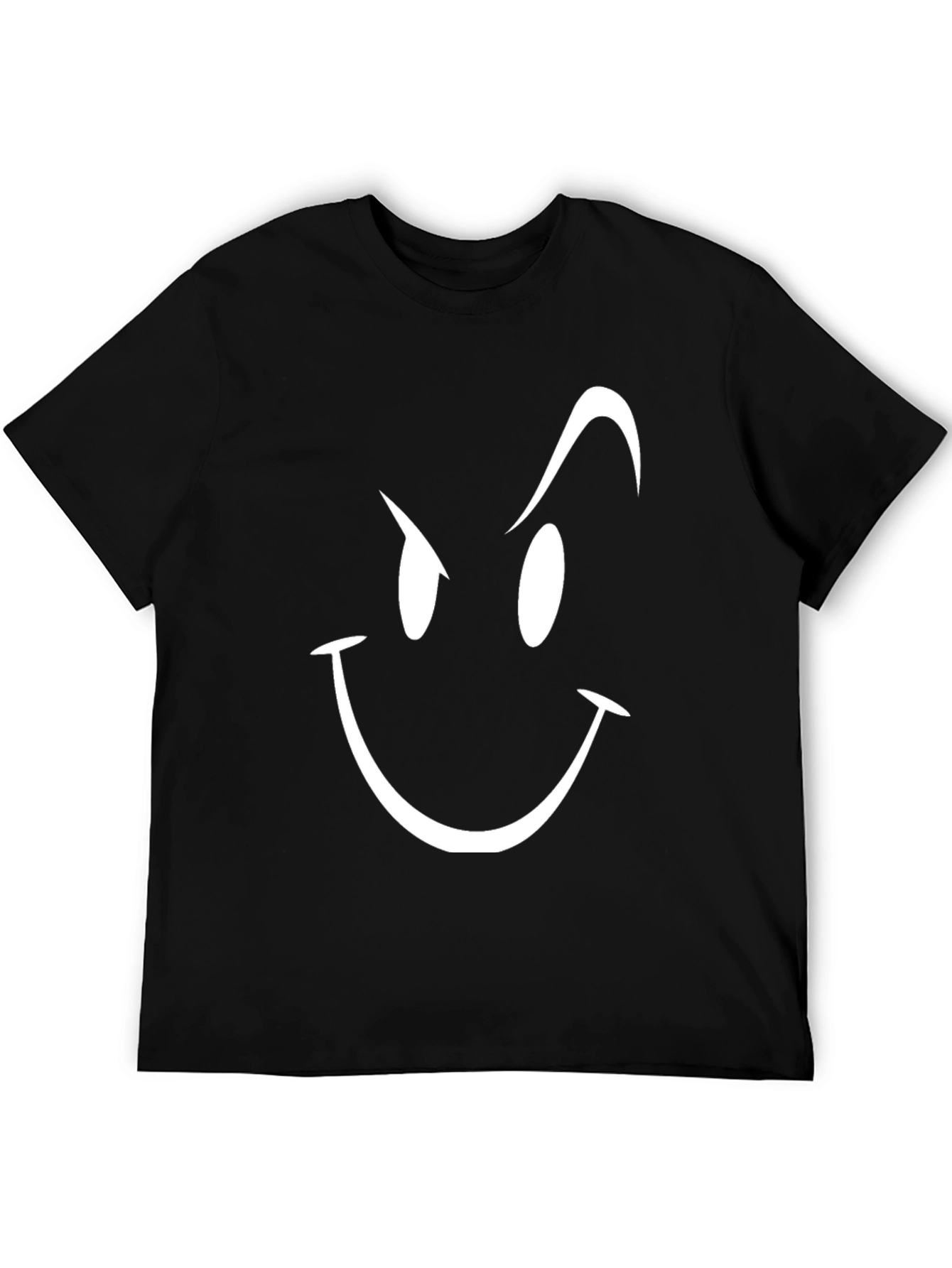 Smirking Face Graphic T-Shirt - Mens Black Tee