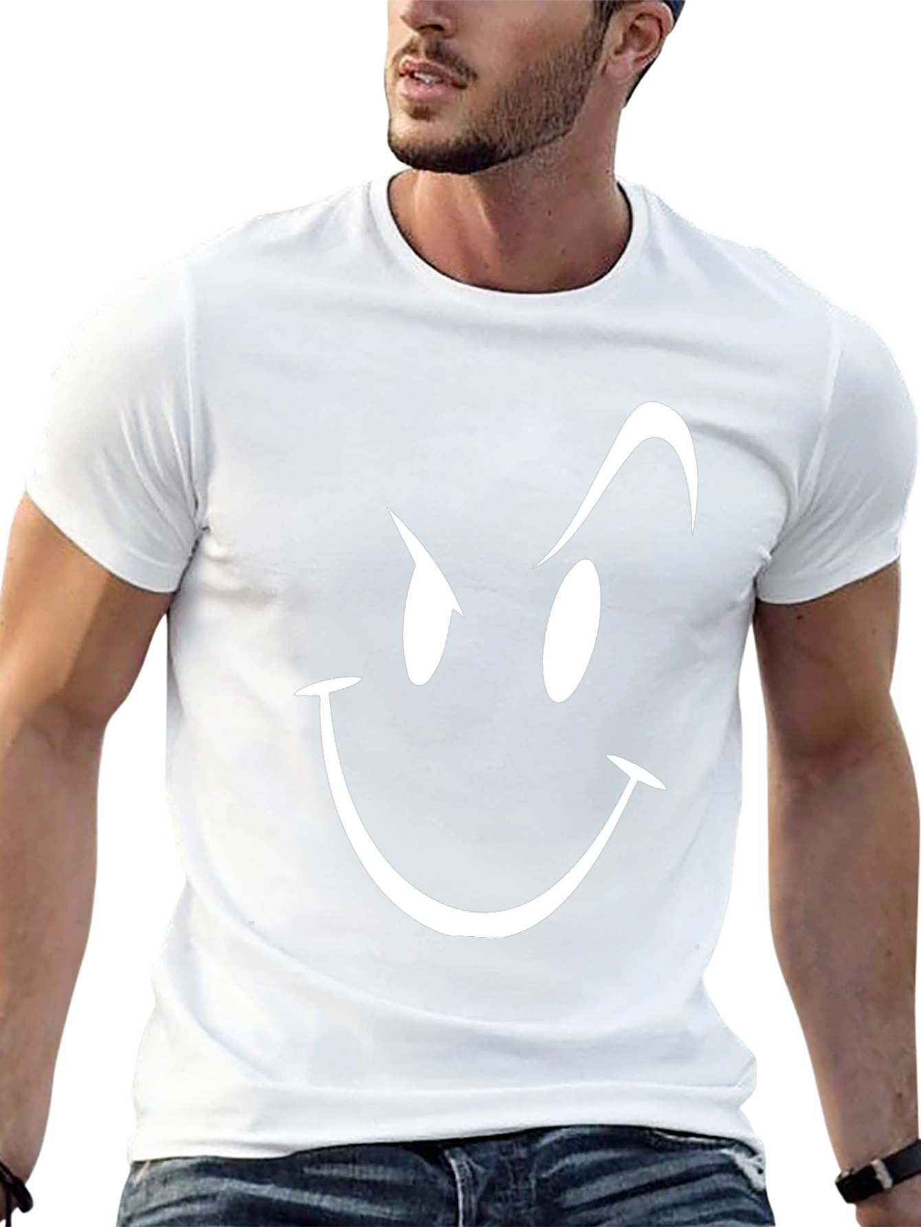 Smirking Face Graphic T-Shirt - Mens Black Tee