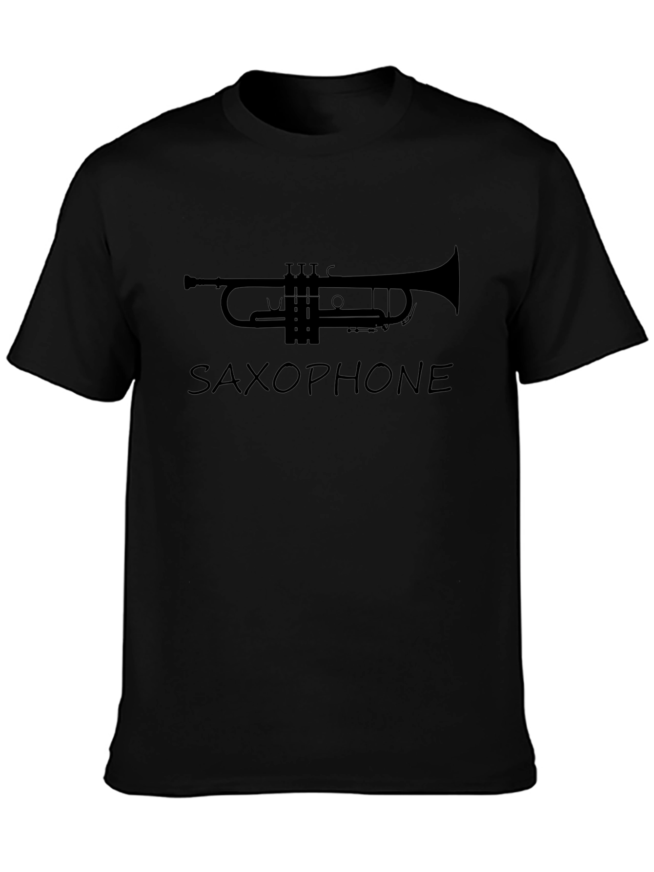 Music Lover Black T-Shirt with Trumpet Design