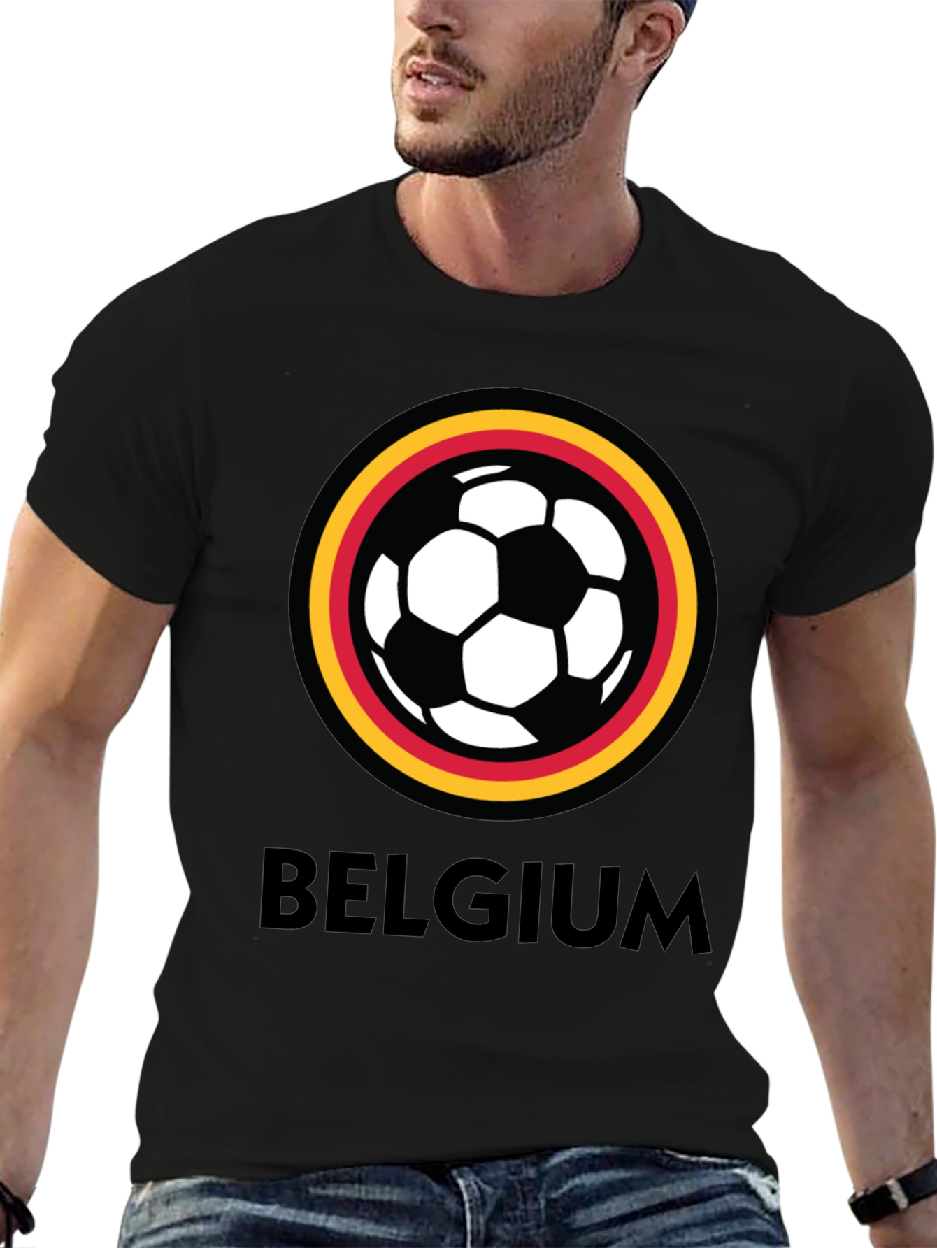Belgium Soccer Fan T-Shirt - Black Graphic Tee
