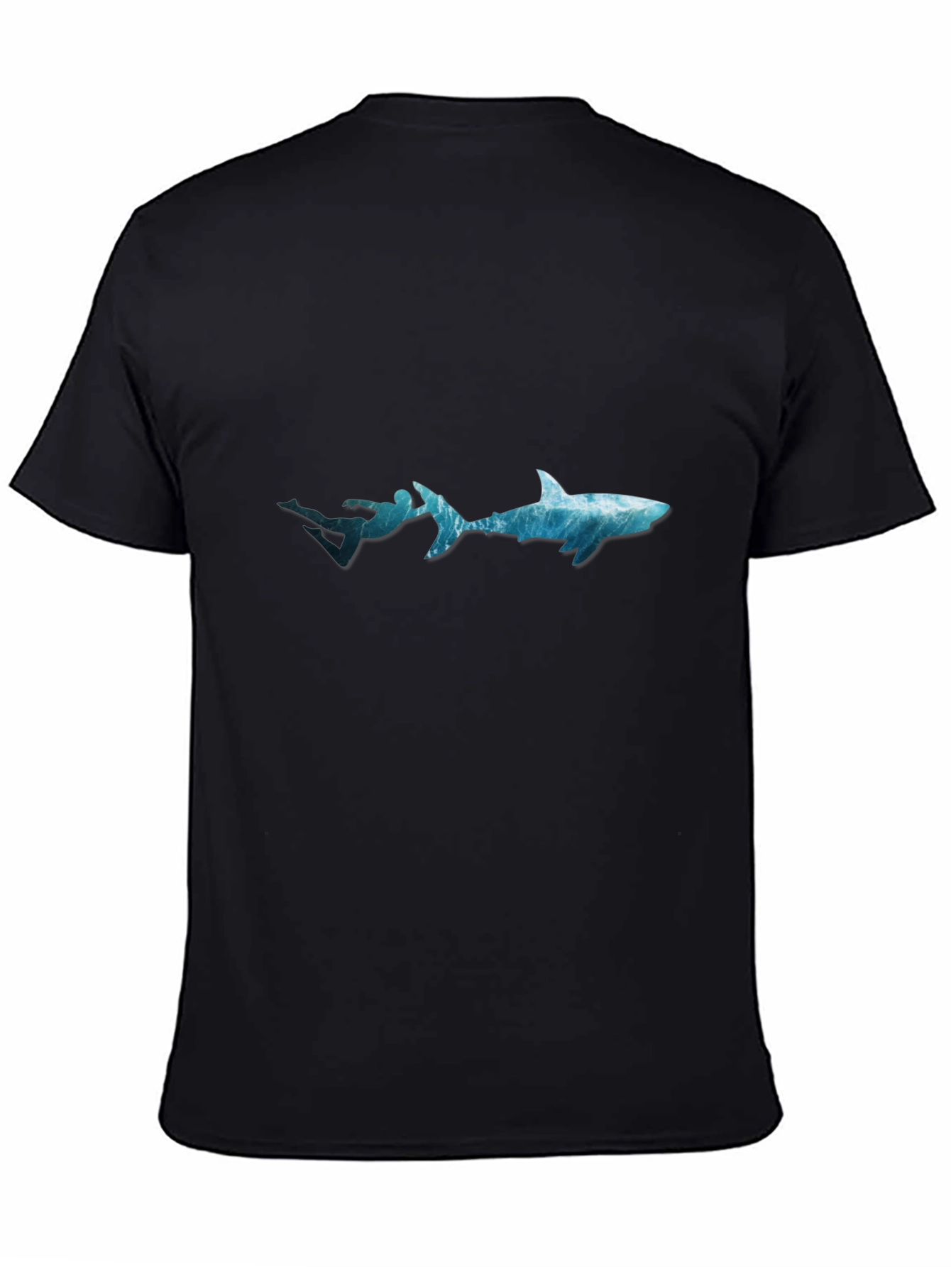 Ocean Diver & Shark Black T-Shirt