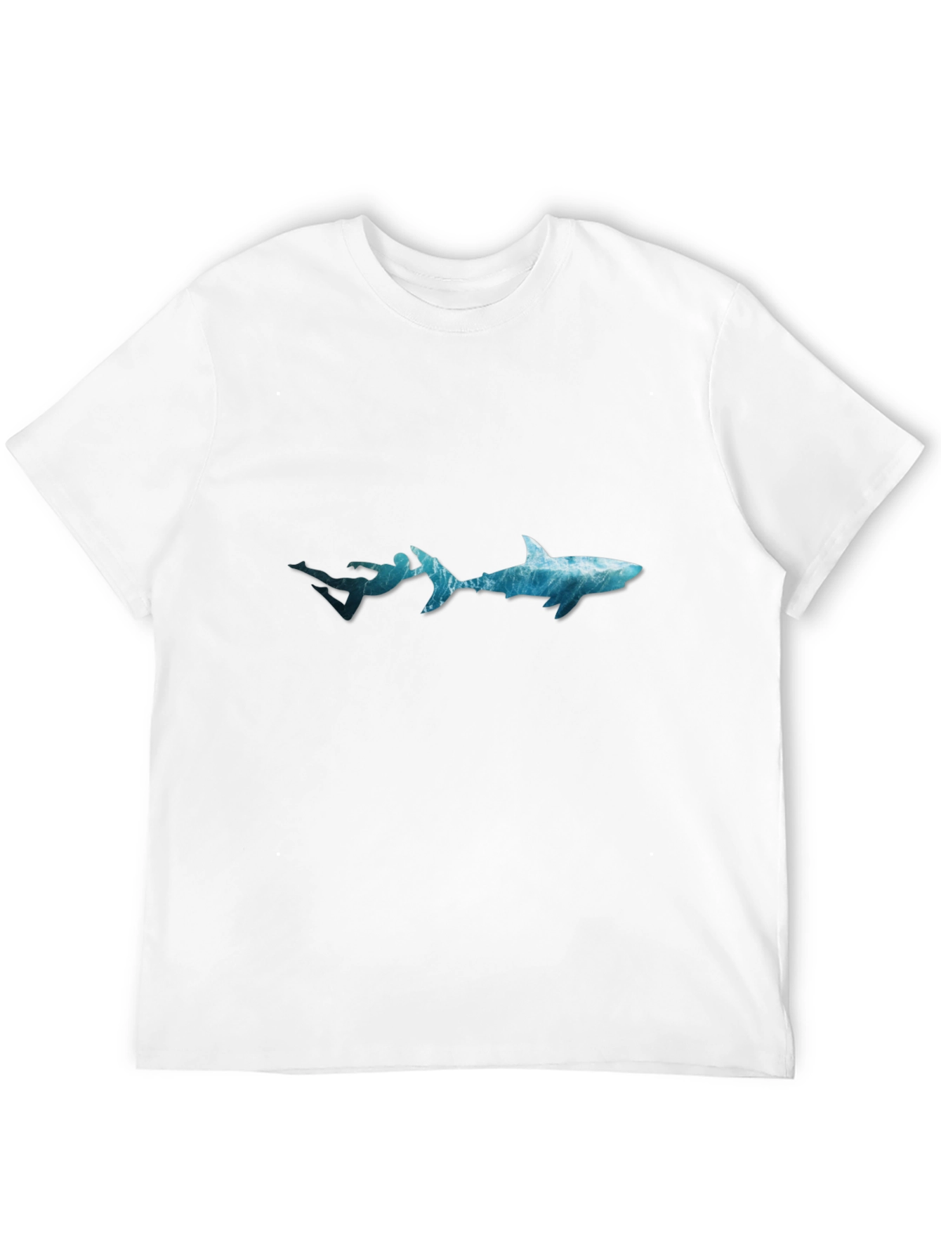 Ocean Diver & Shark Black T-Shirt